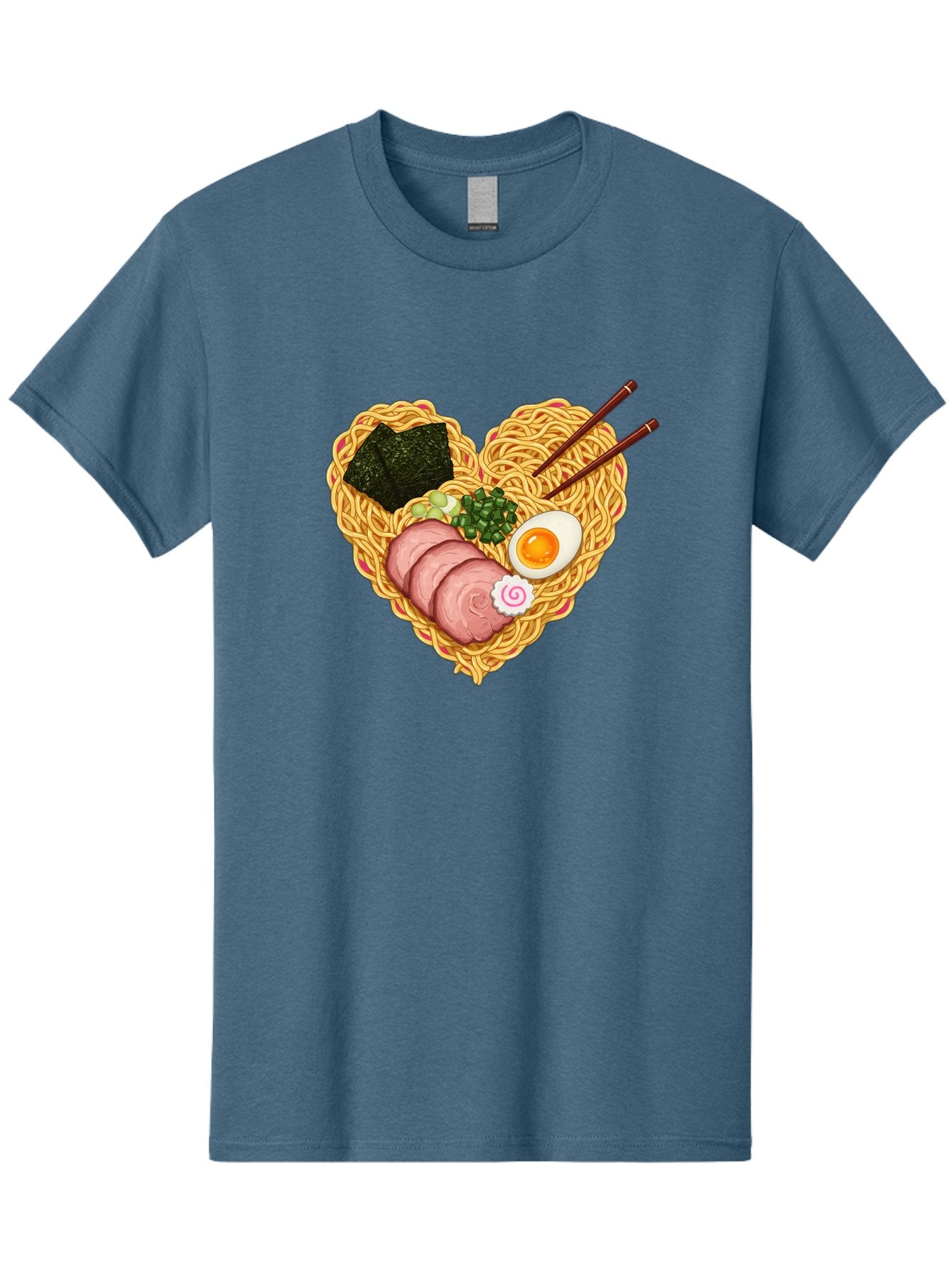 Ramen-Noodles Men'S Graphic Tee, 100% Cotton, Comfortable Casual Summer Wear, Machine Washable, Ramen Noodles, Sliced Meat, Boiled Egg, Seaweed, Green Onions, Fish Cake, Japanese Cuisine, Noodle Soup, Chopsticks, Food Art, Culinary Creativity, Bae724 5
