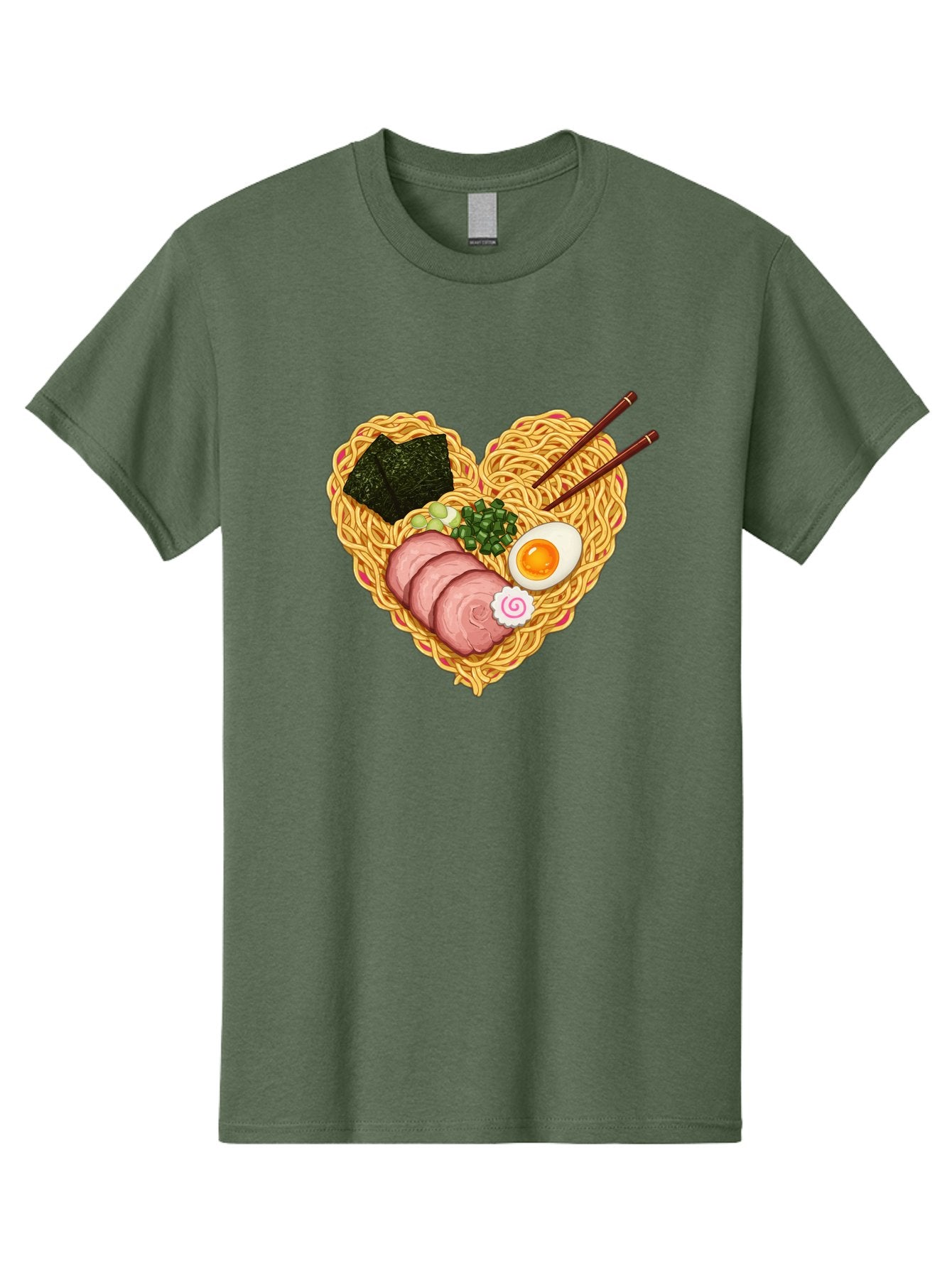 Ramen-Noodles Men'S Graphic Tee, 100% Cotton, Comfortable Casual Summer Wear, Machine Washable, Ramen Noodles, Sliced Meat, Boiled Egg, Seaweed, Green Onions, Fish Cake, Japanese Cuisine, Noodle Soup, Chopsticks, Food Art, Culinary Creativity, Bae724 4
