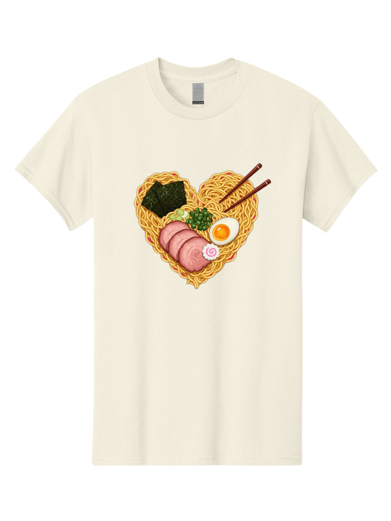 Ramen-Noodles Men'S Graphic Tee, 100% Cotton, Comfortable Casual Summer Wear, Machine Washable, Ramen Noodles, Sliced Meat, Boiled Egg, Seaweed, Green Onions, Fish Cake, Japanese Cuisine, Noodle Soup, Chopsticks, Food Art, Culinary Creativity, Bae724
