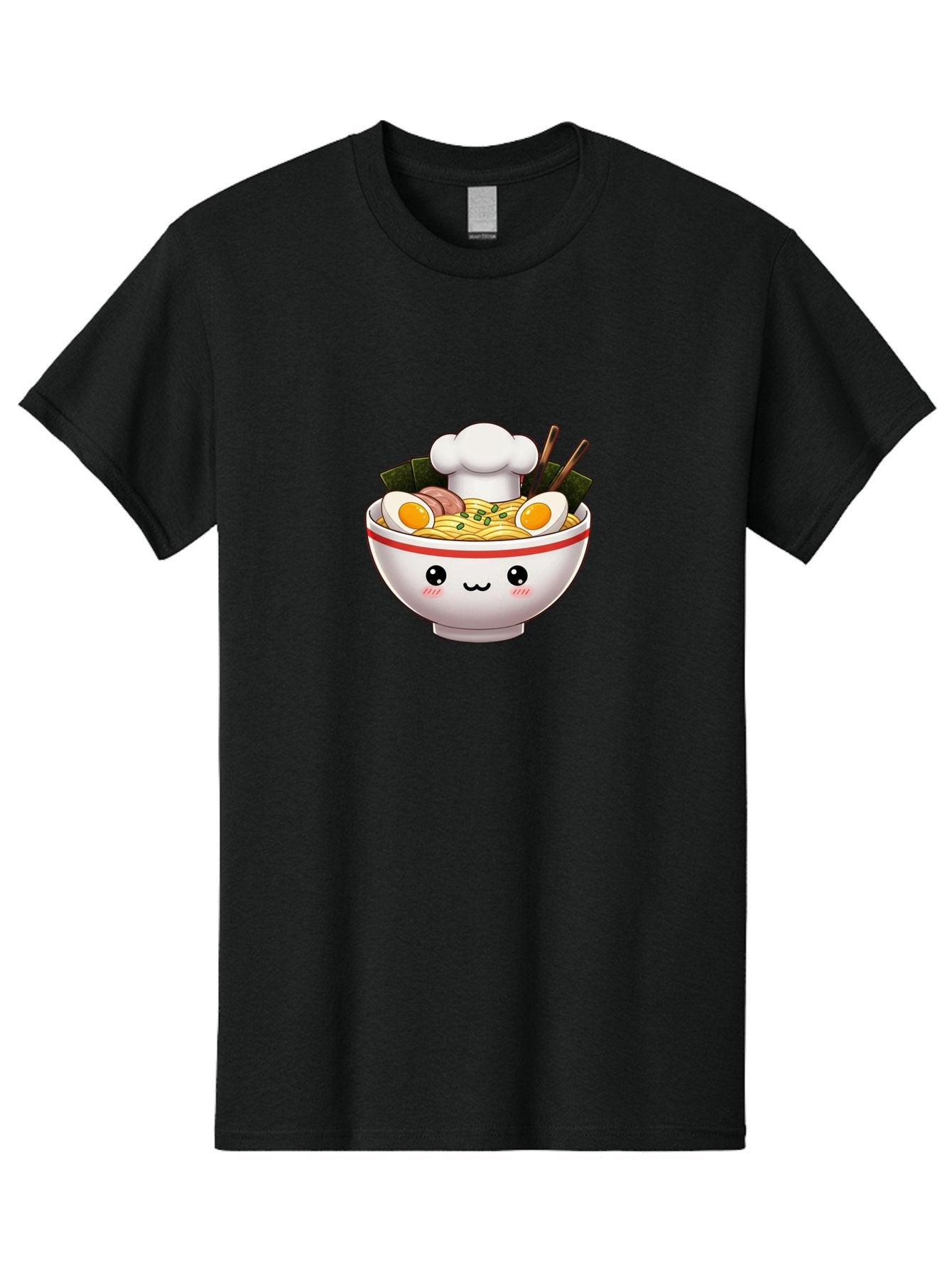 Ramen Men'S Graphic Tee, 100% Cotton, Comfortable Casual Summer Wear, Machine Washable, Cartoon Ramen Bowl, Anime Style Food, Kawaii Character, Delicious Noodles, Boiled Egg, Chopsticks, Savory Meat, Cute Illustration, Japanese Cuisine, Bae728 3