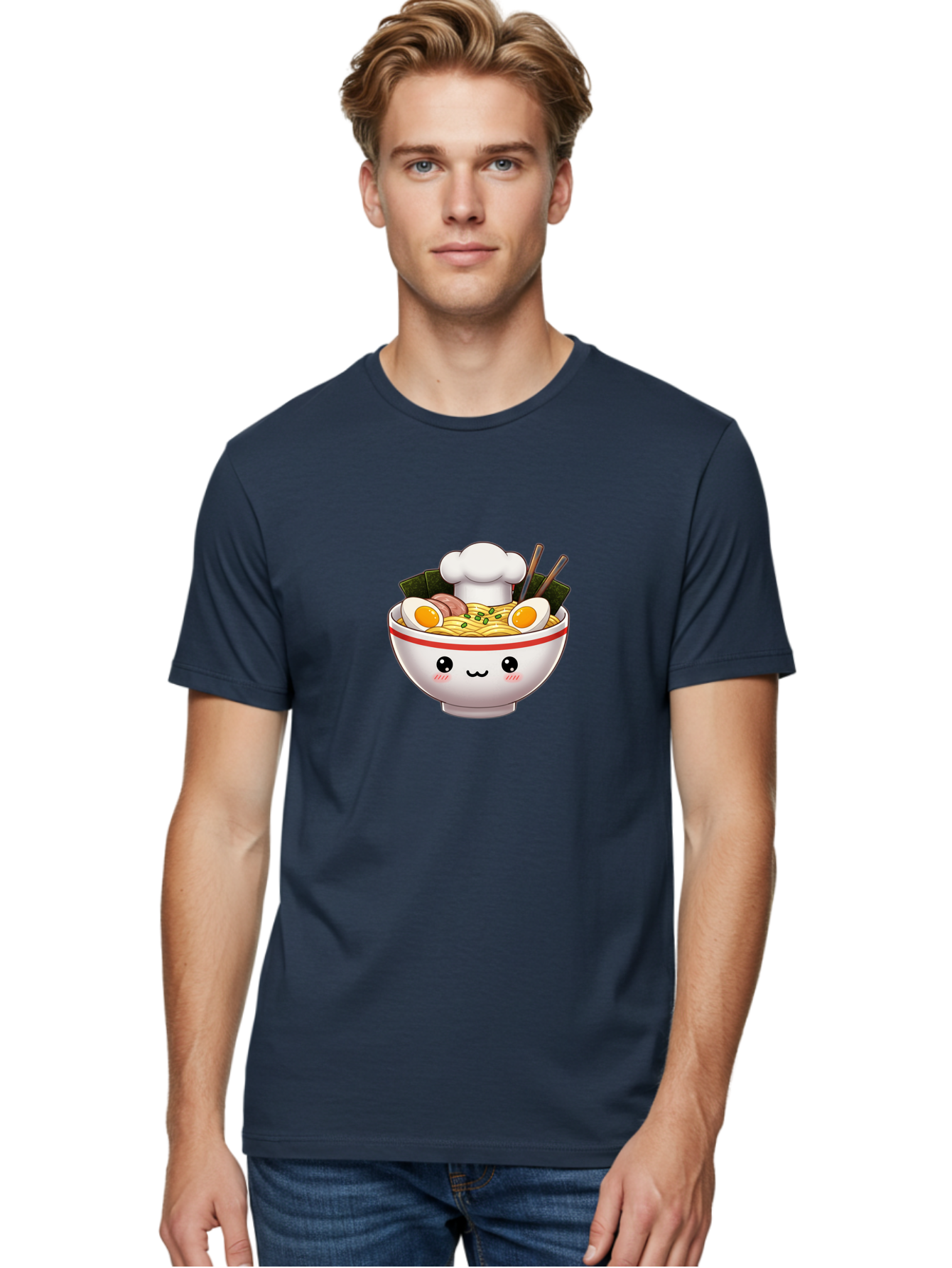 Ramen Men'S Graphic Tee, 100% Cotton, Comfortable Casual Summer Wear, Machine Washable, Cartoon Ramen Bowl, Anime Style Food, Kawaii Character, Delicious Noodles, Boiled Egg, Chopsticks, Savory Meat, Cute Illustration, Japanese Cuisine, Bae728 17