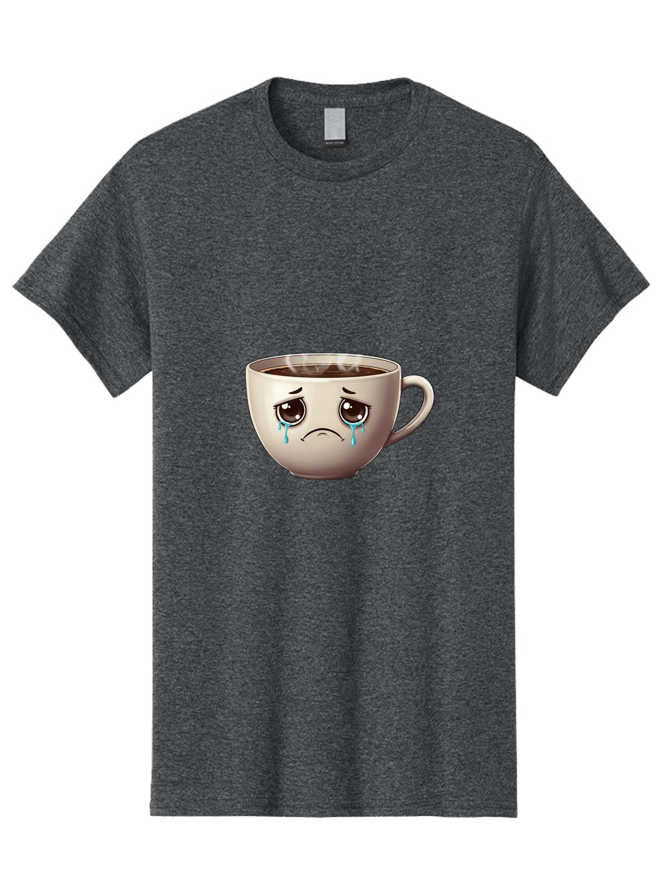 Sad-Coffee-Cup-2 Men'S Graphic Tee, 100% Cotton, Comfortable Casual Summer Wear, Machine Washable, Unhappy Coffee Cup, Sad Face, Crying Emoji, Steaming Hot Coffee, Frowning Face, Emotional Beverage, Coffee Lover'S Distress, Tearful Coffee Cup Bae731 9
