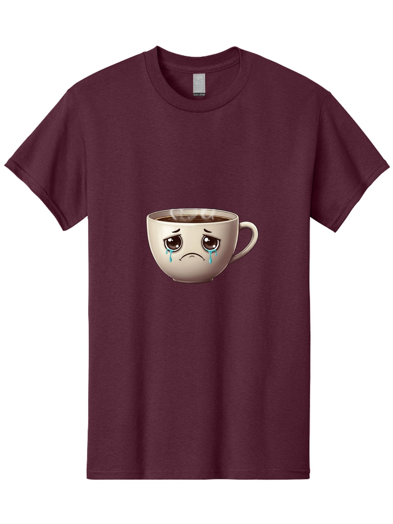 Sad-Coffee-Cup-2 Men'S Graphic Tee, 100% Cotton, Comfortable Casual Summer Wear, Machine Washable, Unhappy Coffee Cup, Sad Face, Crying Emoji, Steaming Hot Coffee, Frowning Face, Emotional Beverage, Coffee Lover'S Distress, Tearful Coffee Cup Bae731 12