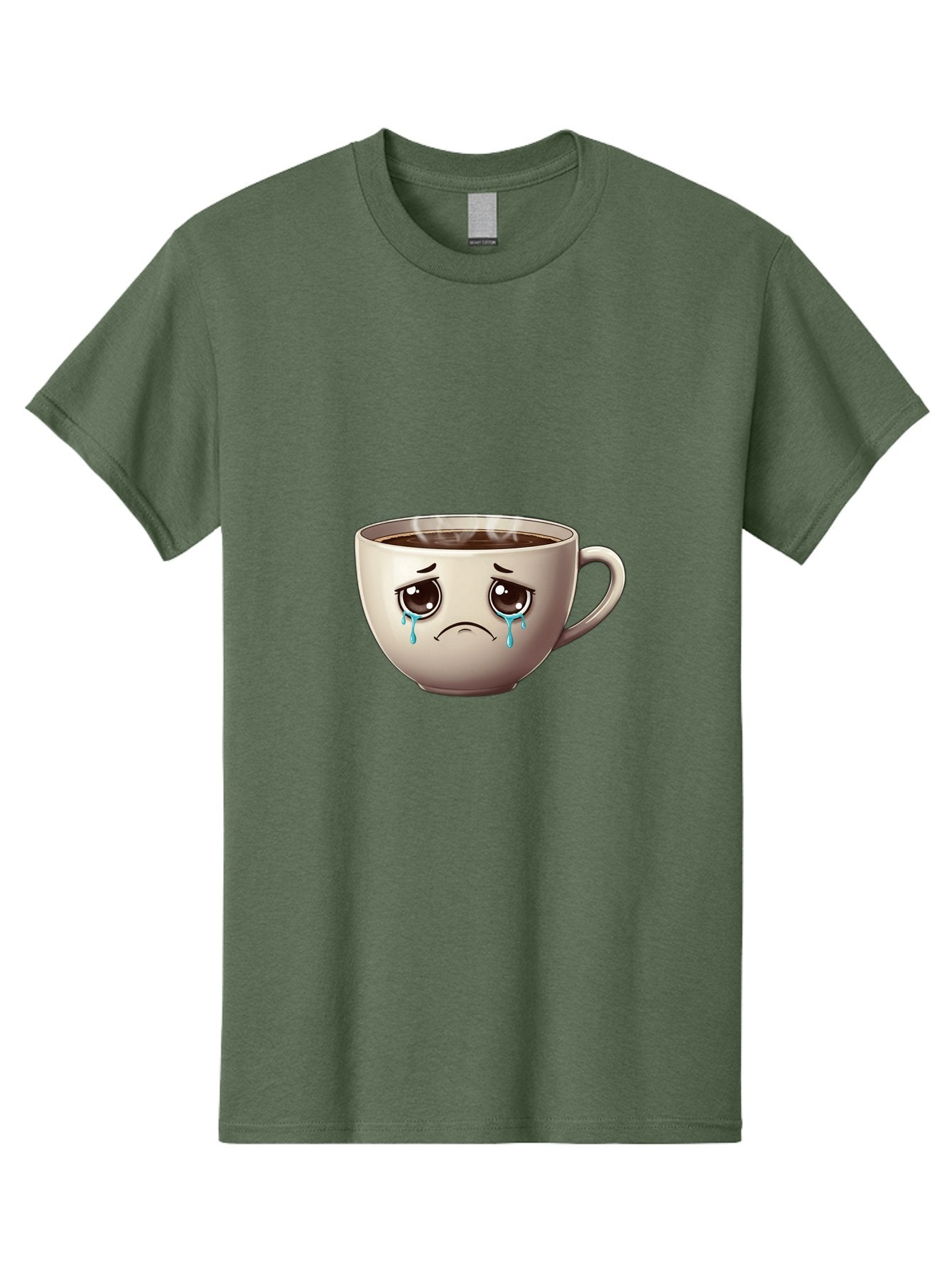 Sad-Coffee-Cup-2 Men'S Graphic Tee, 100% Cotton, Comfortable Casual Summer Wear, Machine Washable, Unhappy Coffee Cup, Sad Face, Crying Emoji, Steaming Hot Coffee, Frowning Face, Emotional Beverage, Coffee Lover'S Distress, Tearful Coffee Cup Bae731 8