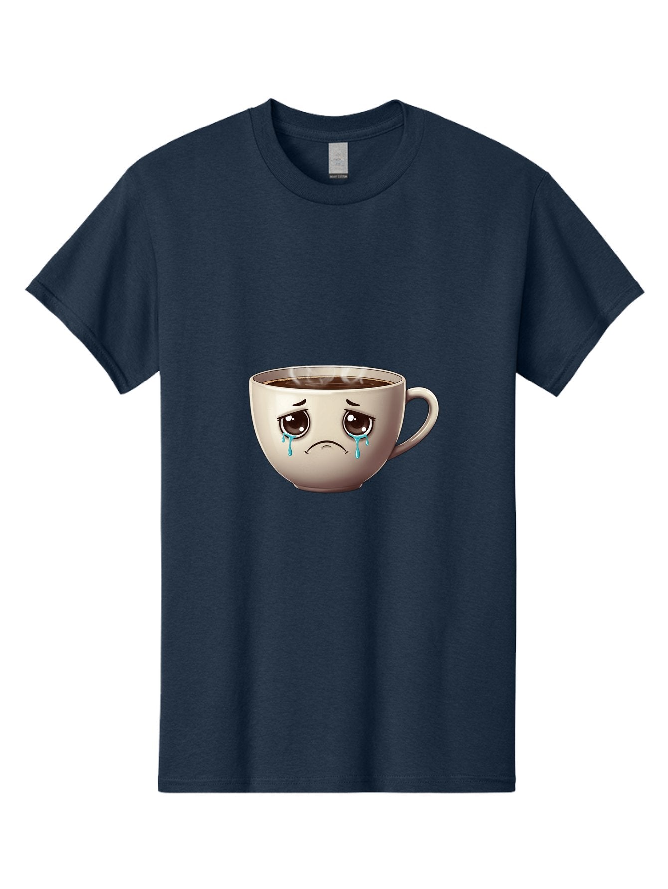 Sad-Coffee-Cup-2 Men'S Graphic Tee, 100% Cotton, Comfortable Casual Summer Wear, Machine Washable, Unhappy Coffee Cup, Sad Face, Crying Emoji, Steaming Hot Coffee, Frowning Face, Emotional Beverage, Coffee Lover'S Distress, Tearful Coffee Cup Bae731 6