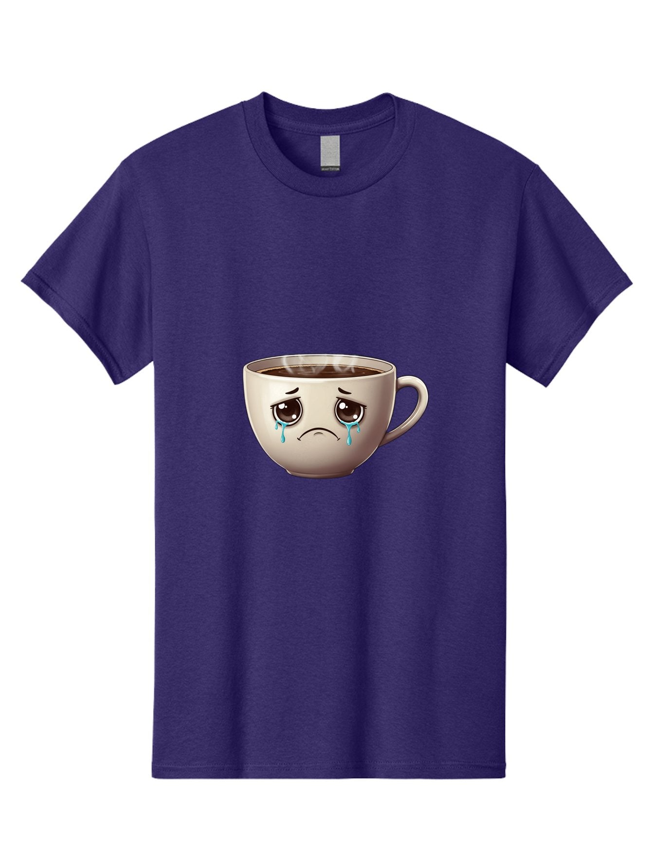 Sad-Coffee-Cup-2 Men'S Graphic Tee, 100% Cotton, Comfortable Casual Summer Wear, Machine Washable, Unhappy Coffee Cup, Sad Face, Crying Emoji, Steaming Hot Coffee, Frowning Face, Emotional Beverage, Coffee Lover'S Distress, Tearful Coffee Cup Bae731