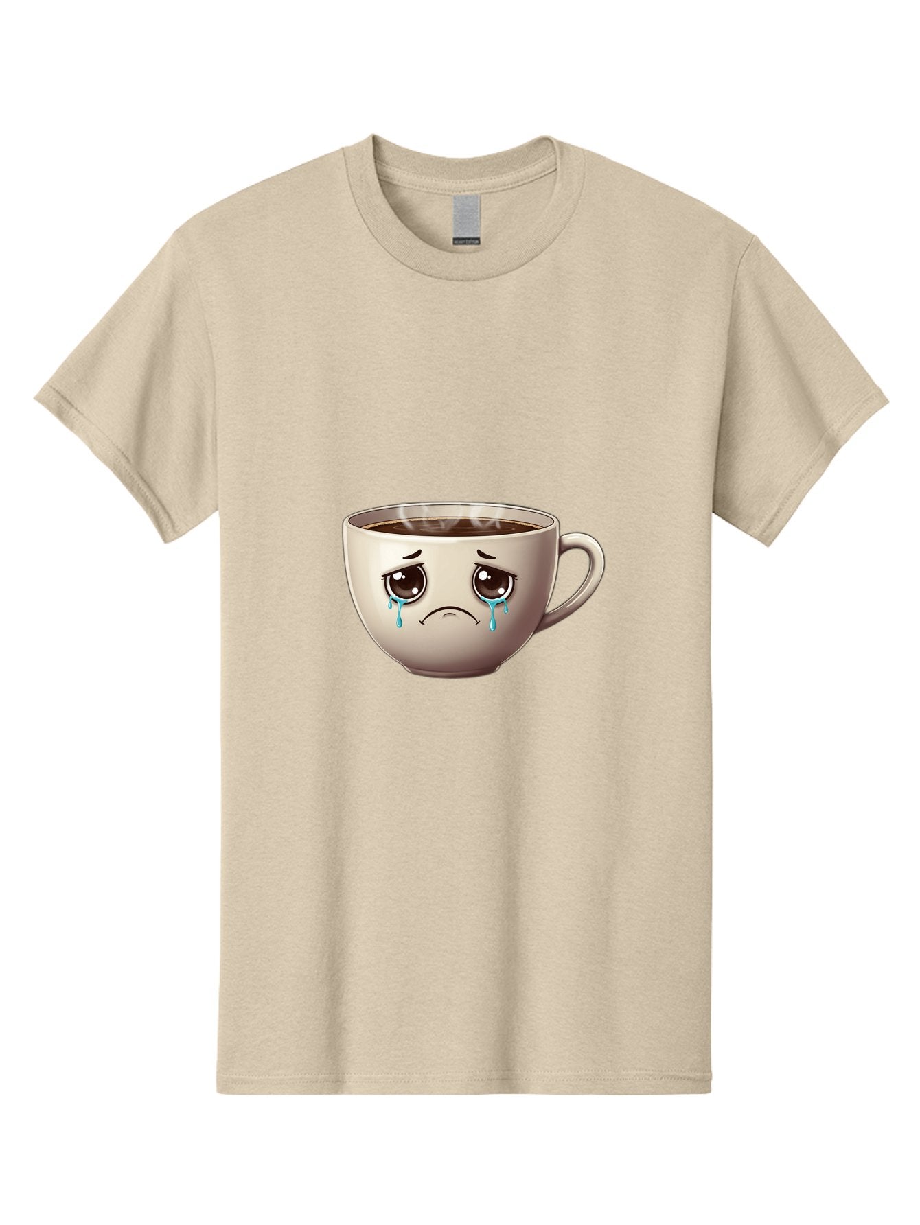 Sad-Coffee-Cup-2 Men'S Graphic Tee, 100% Cotton, Comfortable Casual Summer Wear, Machine Washable, Unhappy Coffee Cup, Sad Face, Crying Emoji, Steaming Hot Coffee, Frowning Face, Emotional Beverage, Coffee Lover'S Distress, Tearful Coffee Cup Bae731 15