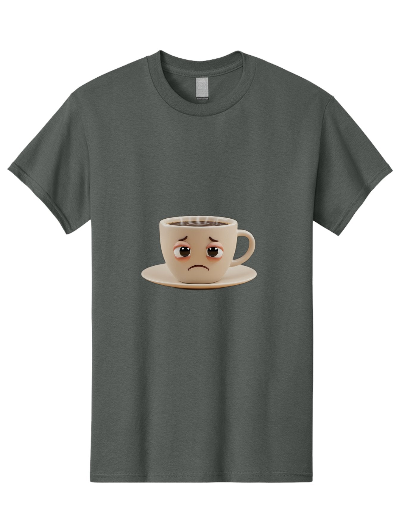 Sad-Coffee-Cup-3 Men'S Graphic Tee, 100% Cotton, Comfortable Casual Summer Wear, Machine Washable, Sad Coffee Cup, Frowning Face, Coffee Break, Unhappy Mood, Cartoon Character, Cute Design, Coffee Lover, Emotional Expression, Bae732 10