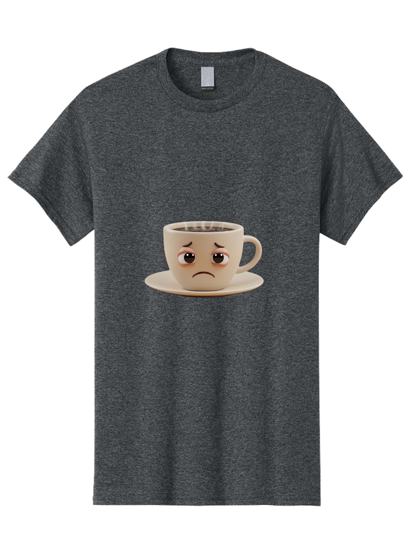 Sad-Coffee-Cup-3 Men'S Graphic Tee, 100% Cotton, Comfortable Casual Summer Wear, Machine Washable, Sad Coffee Cup, Frowning Face, Coffee Break, Unhappy Mood, Cartoon Character, Cute Design, Coffee Lover, Emotional Expression, Bae732 9