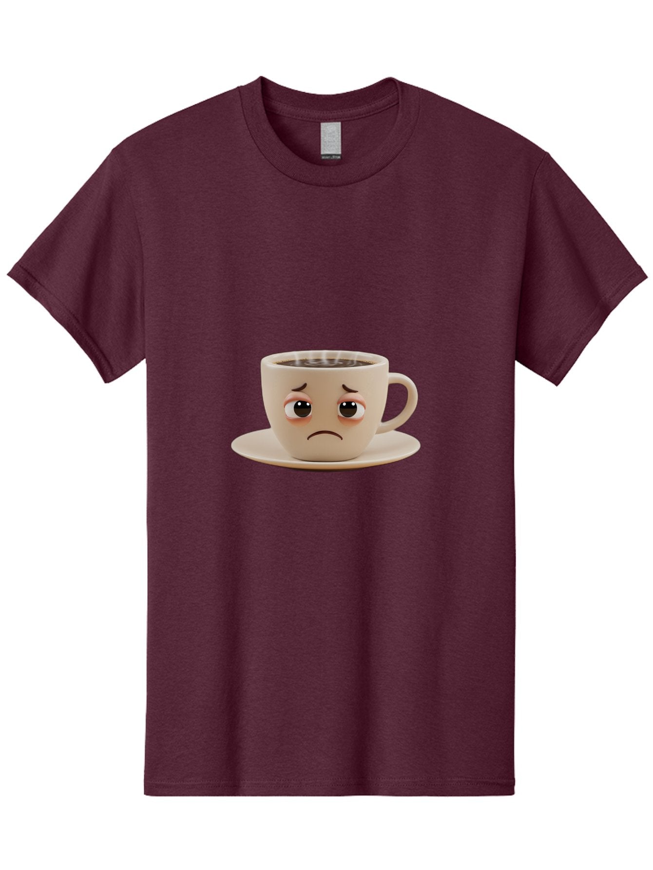 Sad-Coffee-Cup-3 Men'S Graphic Tee, 100% Cotton, Comfortable Casual Summer Wear, Machine Washable, Sad Coffee Cup, Frowning Face, Coffee Break, Unhappy Mood, Cartoon Character, Cute Design, Coffee Lover, Emotional Expression, Bae732 7