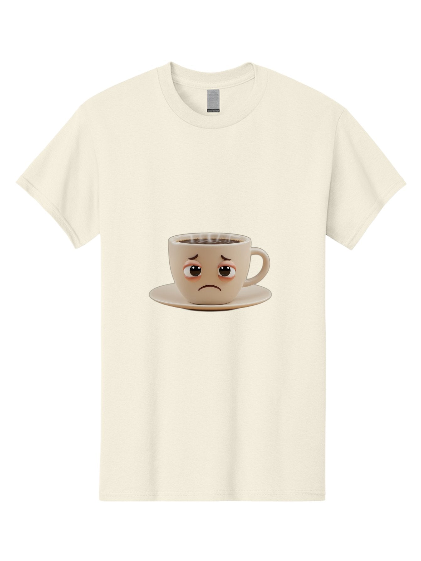Sad-Coffee-Cup-3 Men'S Graphic Tee, 100% Cotton, Comfortable Casual Summer Wear, Machine Washable, Sad Coffee Cup, Frowning Face, Coffee Break, Unhappy Mood, Cartoon Character, Cute Design, Coffee Lover, Emotional Expression, Bae732 12
