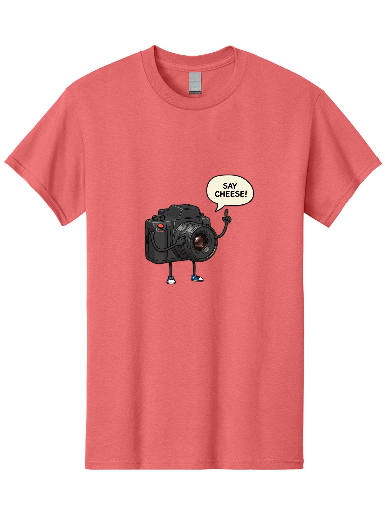 Say-Cheese Men'S Graphic Tee, 100% Cotton, Comfortable Casual Summer Wear, Machine Washable, Cartoon Camera, Funny Character, Photography Humor, Say Cheese!, Camera Character, Comedic Photography, Digital Illustration, Bae734 5