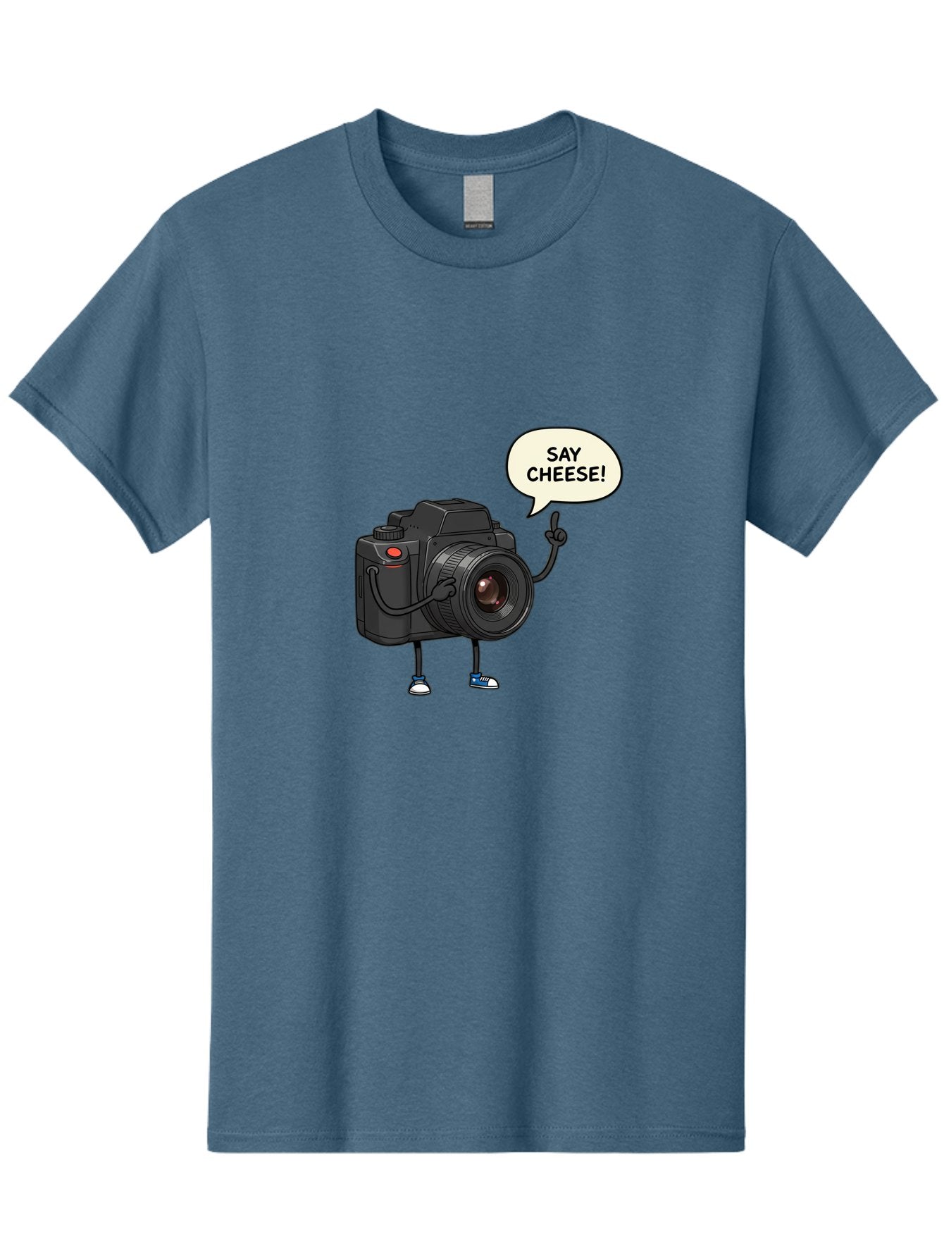 Say-Cheese Men'S Graphic Tee, 100% Cotton, Comfortable Casual Summer Wear, Machine Washable, Cartoon Camera, Funny Character, Photography Humor, Say Cheese!, Camera Character, Comedic Photography, Digital Illustration, Bae734 3