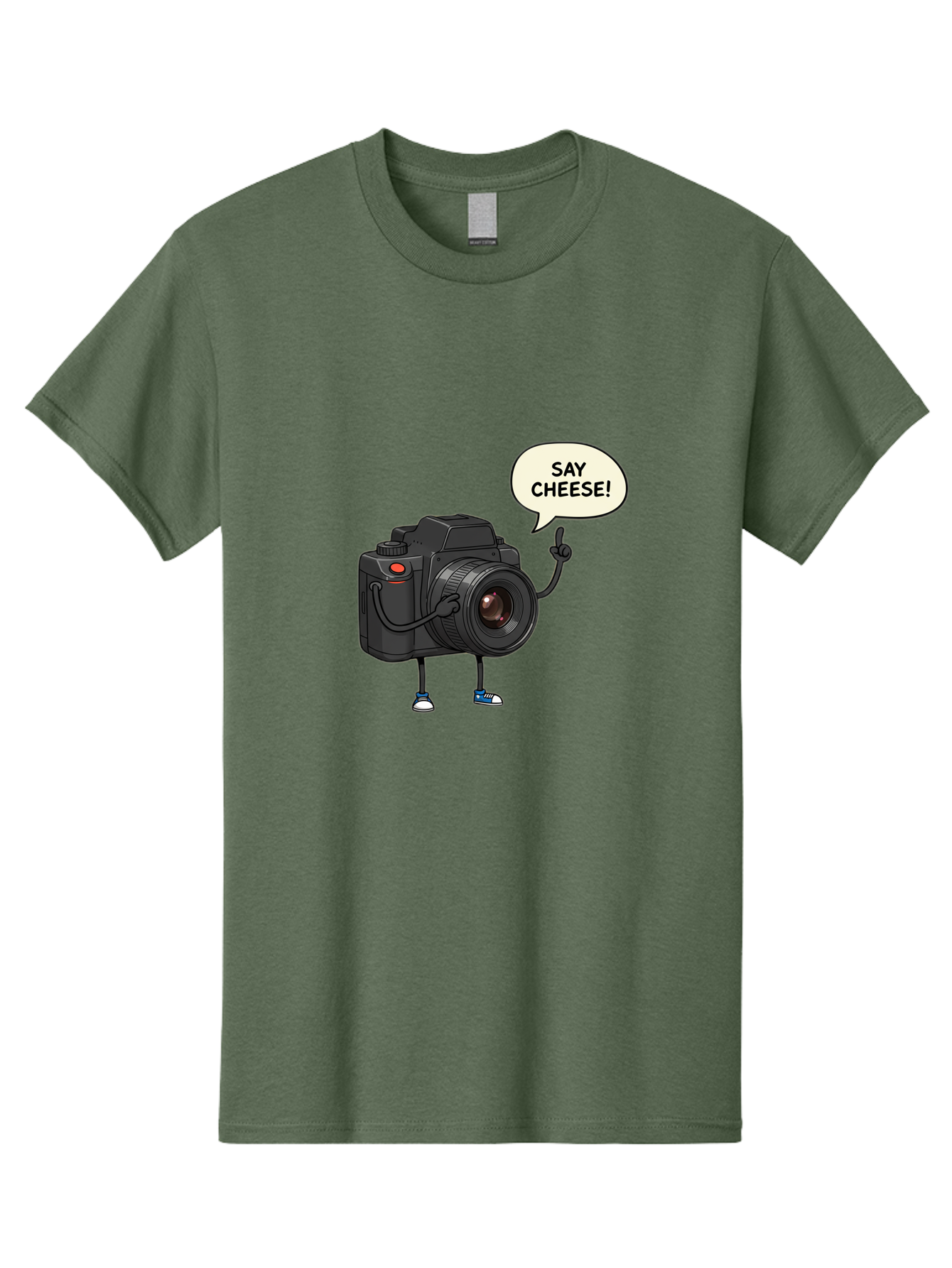 Say-Cheese Men'S Graphic Tee, 100% Cotton, Comfortable Casual Summer Wear, Machine Washable, Cartoon Camera, Funny Character, Photography Humor, Say Cheese!, Camera Character, Comedic Photography, Digital Illustration, Bae734