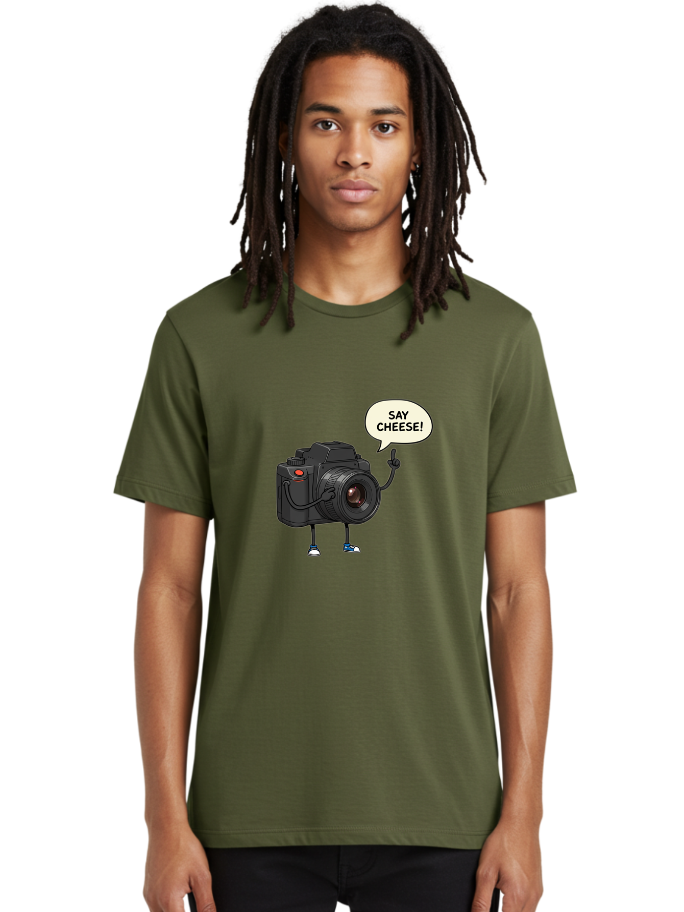 Say-Cheese Men'S Graphic Tee, 100% Cotton, Comfortable Casual Summer Wear, Machine Washable, Cartoon Camera, Funny Character, Photography Humor, Say Cheese!, Camera Character, Comedic Photography, Digital Illustration, Bae734 16