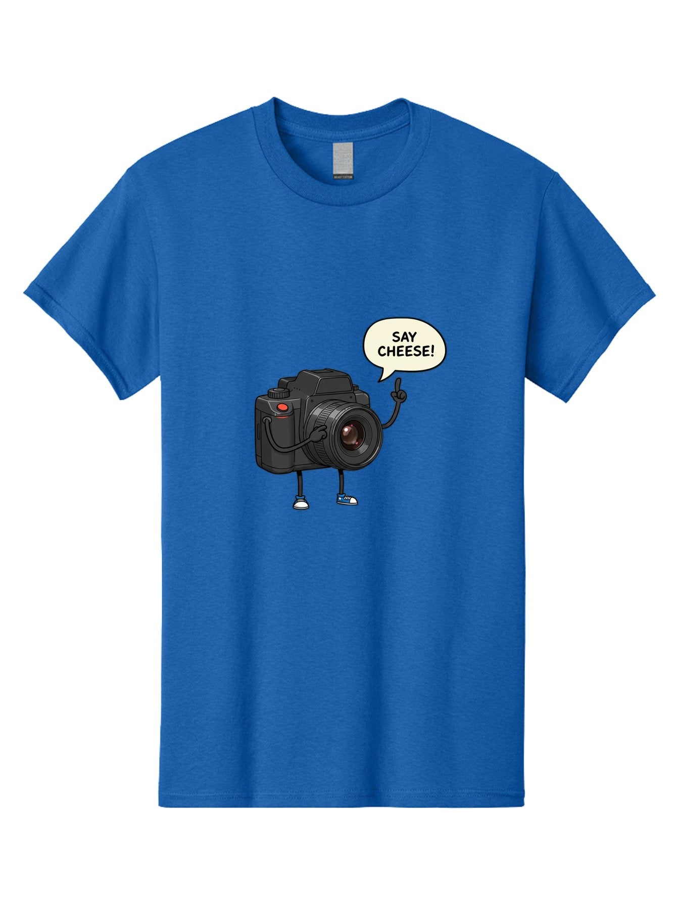Say-Cheese Men'S Graphic Tee, 100% Cotton, Comfortable Casual Summer Wear, Machine Washable, Cartoon Camera, Funny Character, Photography Humor, Say Cheese!, Camera Character, Comedic Photography, Digital Illustration, Bae734