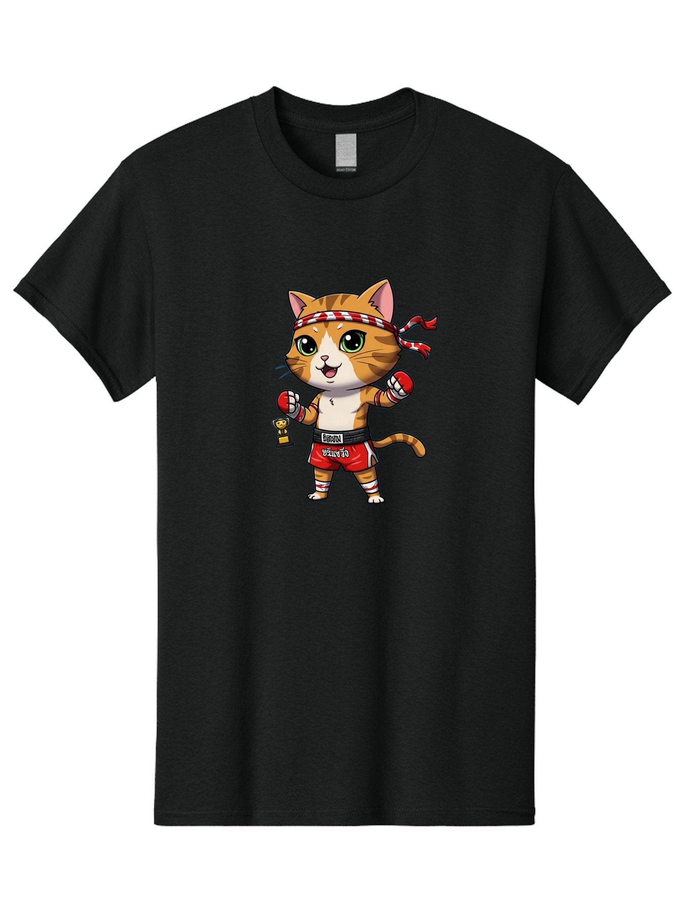 Siamese-Cat Men'S Graphic Tee, 100% Cotton, Comfortable Casual Summer Wear, Machine Washable, Boxing Cat, Cartoon Character, Martial Arts, Funny Animal, Red Boxing Gloves, Dilon Text, Black Belt, Playful Kitty, Adorable Feline, Cartoon Humor Bae736 5