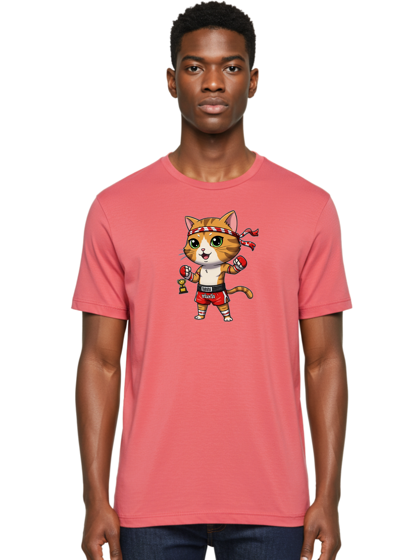 Siamese-Cat Men'S Graphic Tee, 100% Cotton, Comfortable Casual Summer Wear, Machine Washable, Boxing Cat, Cartoon Character, Martial Arts, Funny Animal, Red Boxing Gloves, Dilon Text, Black Belt, Playful Kitty, Adorable Feline, Cartoon Humor Bae736 27