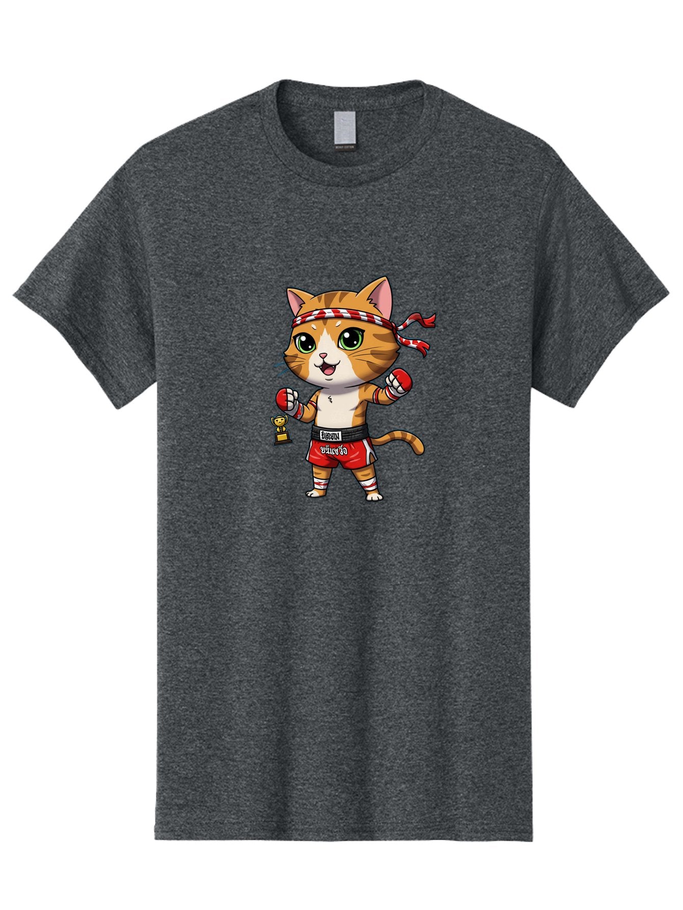 Siamese-Cat Men'S Graphic Tee, 100% Cotton, Comfortable Casual Summer Wear, Machine Washable, Boxing Cat, Cartoon Character, Martial Arts, Funny Animal, Red Boxing Gloves, Dilon Text, Black Belt, Playful Kitty, Adorable Feline, Cartoon Humor Bae736