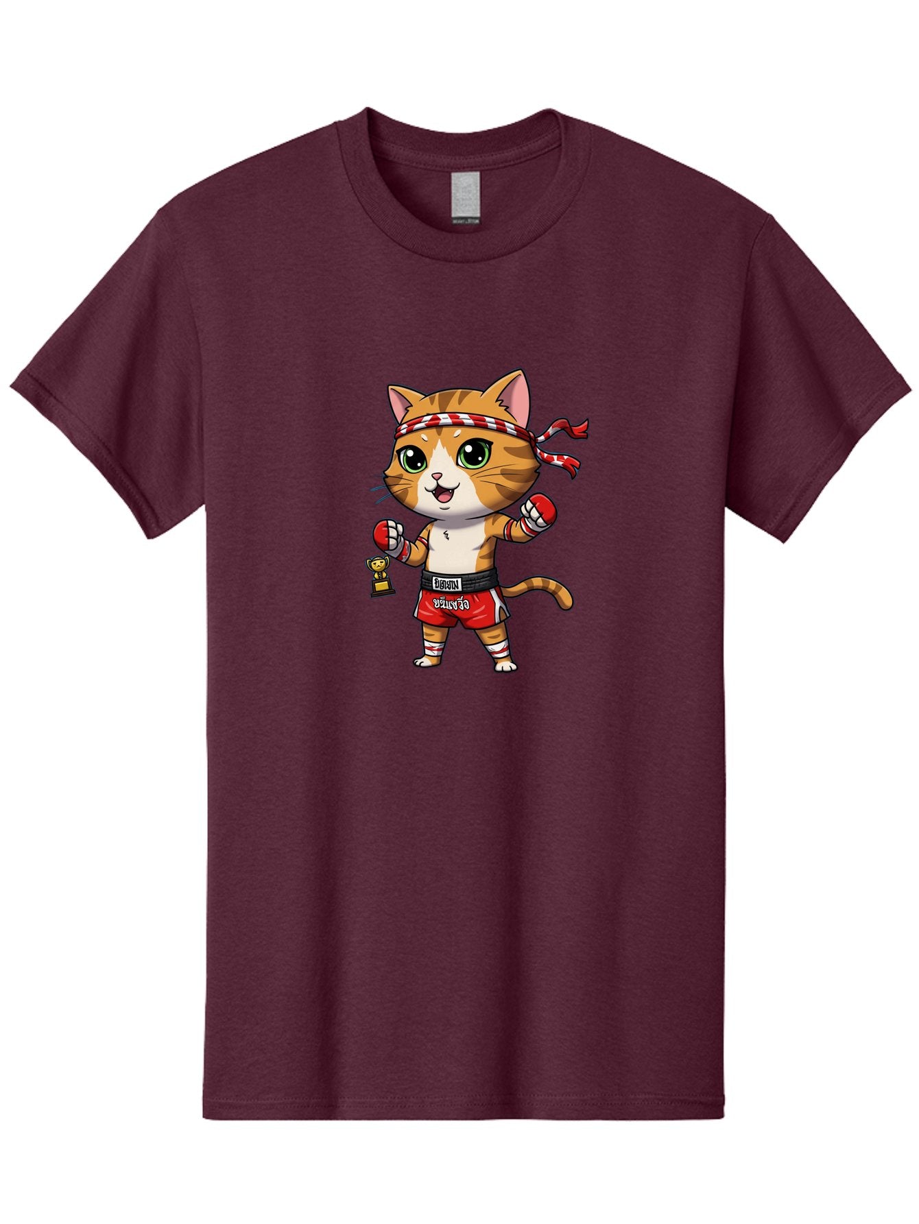 Siamese-Cat Men'S Graphic Tee, 100% Cotton, Comfortable Casual Summer Wear, Machine Washable, Boxing Cat, Cartoon Character, Martial Arts, Funny Animal, Red Boxing Gloves, Dilon Text, Black Belt, Playful Kitty, Adorable Feline, Cartoon Humor Bae736 14