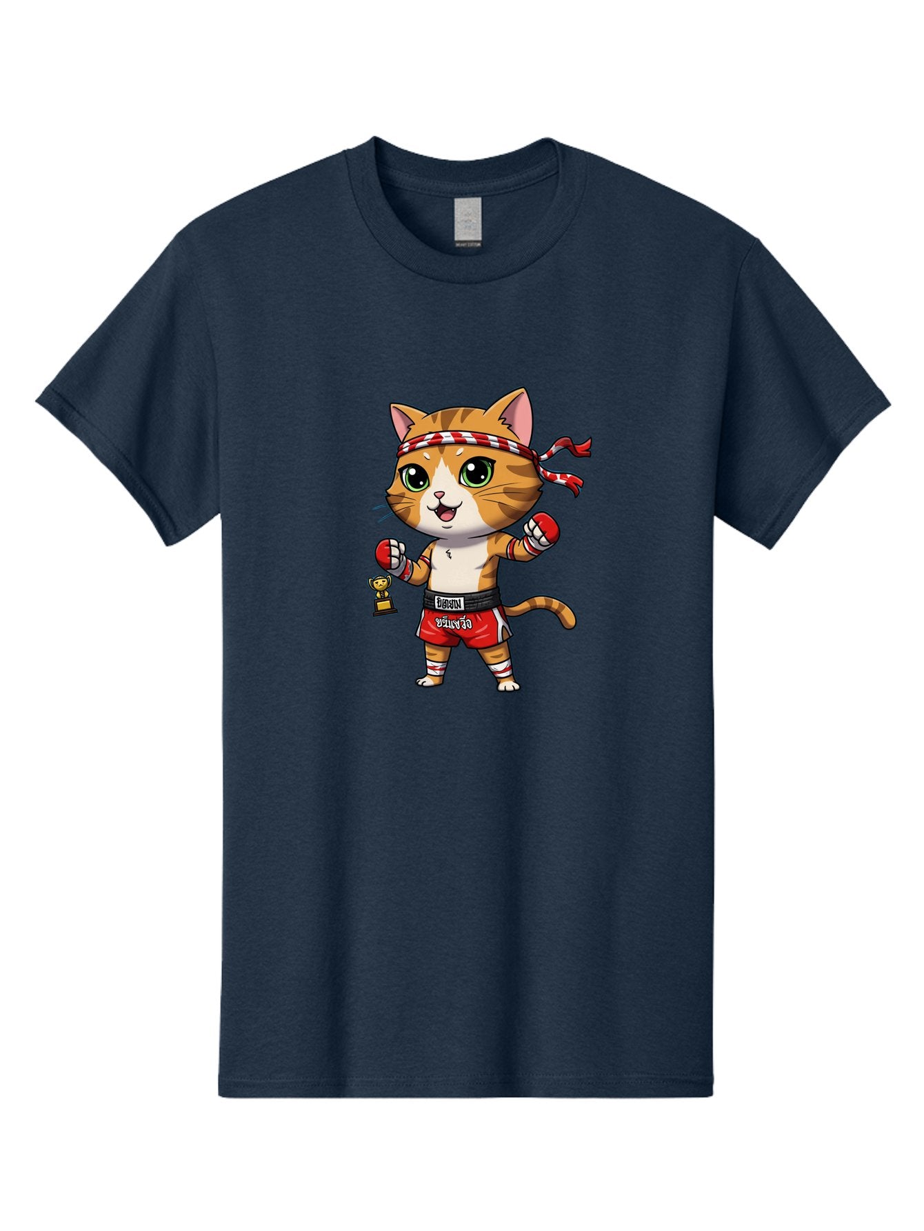 Siamese-Cat Men'S Graphic Tee, 100% Cotton, Comfortable Casual Summer Wear, Machine Washable, Boxing Cat, Cartoon Character, Martial Arts, Funny Animal, Red Boxing Gloves, Dilon Text, Black Belt, Playful Kitty, Adorable Feline, Cartoon Humor Bae736 3