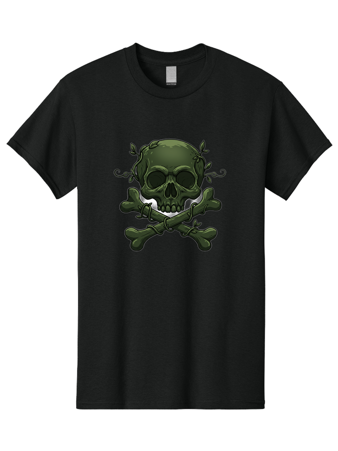 Skull-And-Crossbones-1 Men'S Graphic Tee, 100% Cotton, Comfortable Casual Summer Wear, Machine Washable, Skull And Crossbones, Pirate Symbol, Dark Art, Gothic Design, Skull With Vines, Crossbones With Leaves, Edgy Aesthetic, Grunge Style, Bae737 14