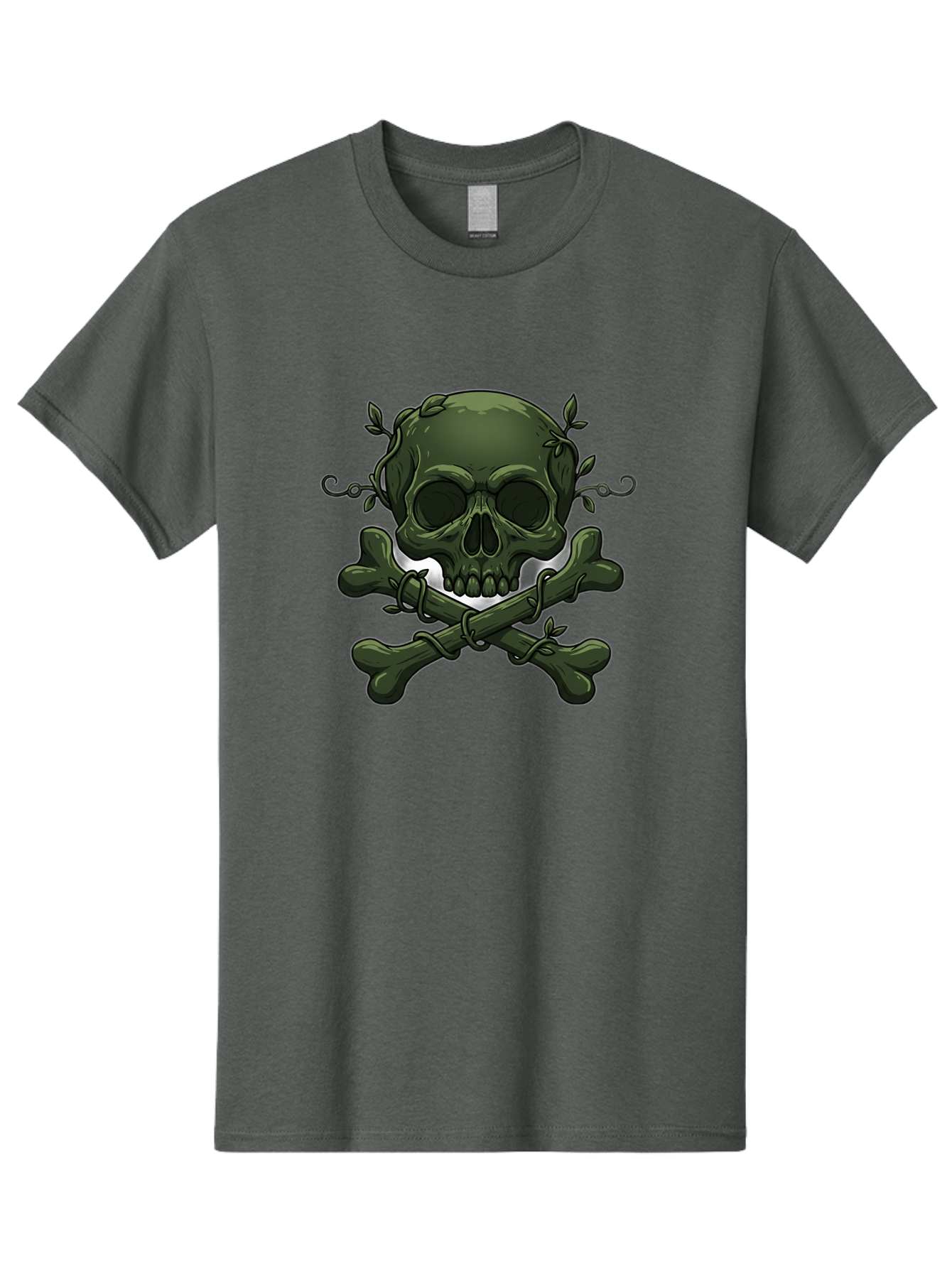 Skull-And-Crossbones-1 Men'S Graphic Tee, 100% Cotton, Comfortable Casual Summer Wear, Machine Washable, Skull And Crossbones, Pirate Symbol, Dark Art, Gothic Design, Skull With Vines, Crossbones With Leaves, Edgy Aesthetic, Grunge Style, Bae737 6