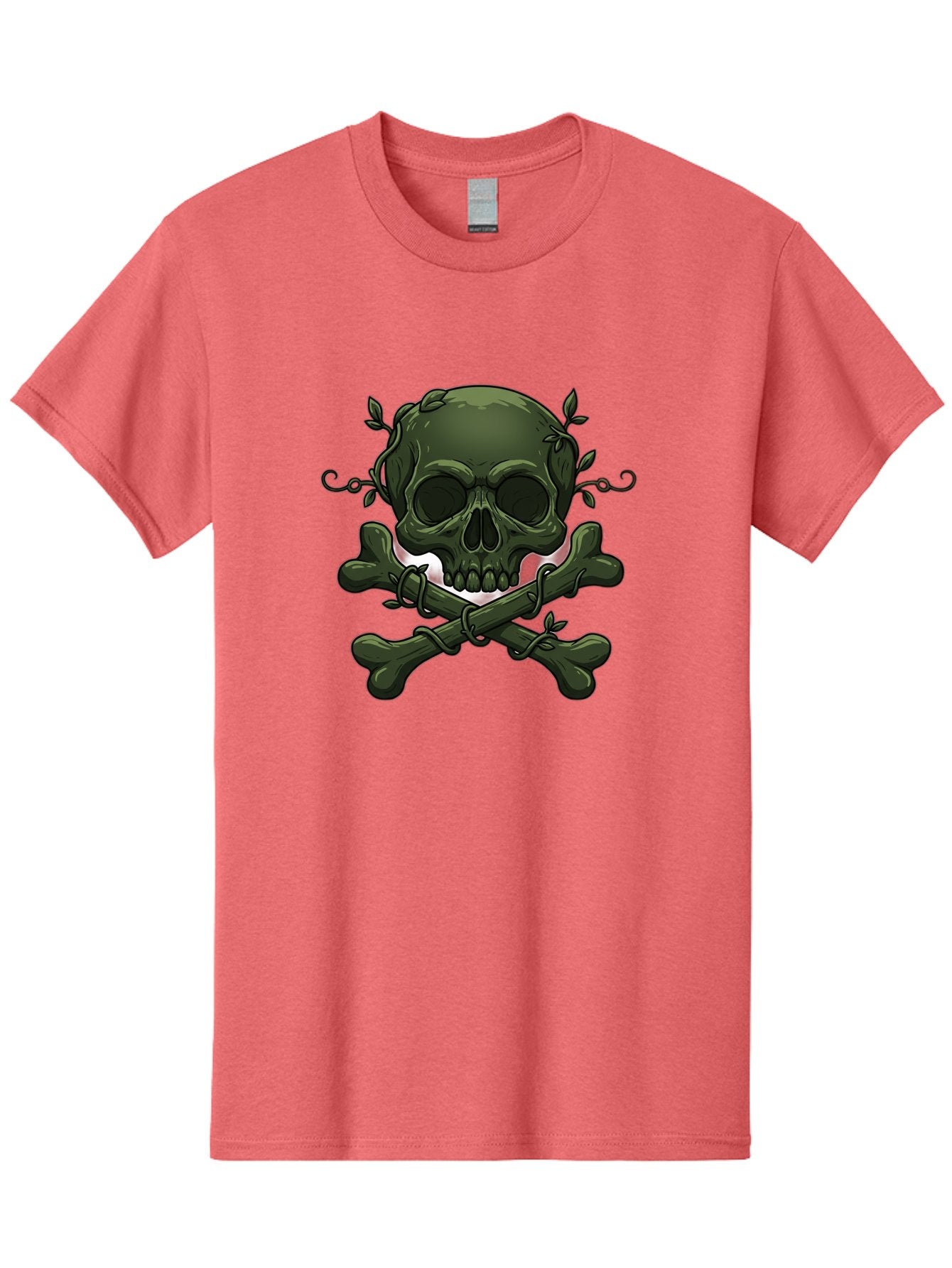 Skull-And-Crossbones-1 Men'S Graphic Tee, 100% Cotton, Comfortable Casual Summer Wear, Machine Washable, Skull And Crossbones, Pirate Symbol, Dark Art, Gothic Design, Skull With Vines, Crossbones With Leaves, Edgy Aesthetic, Grunge Style, Bae737 9