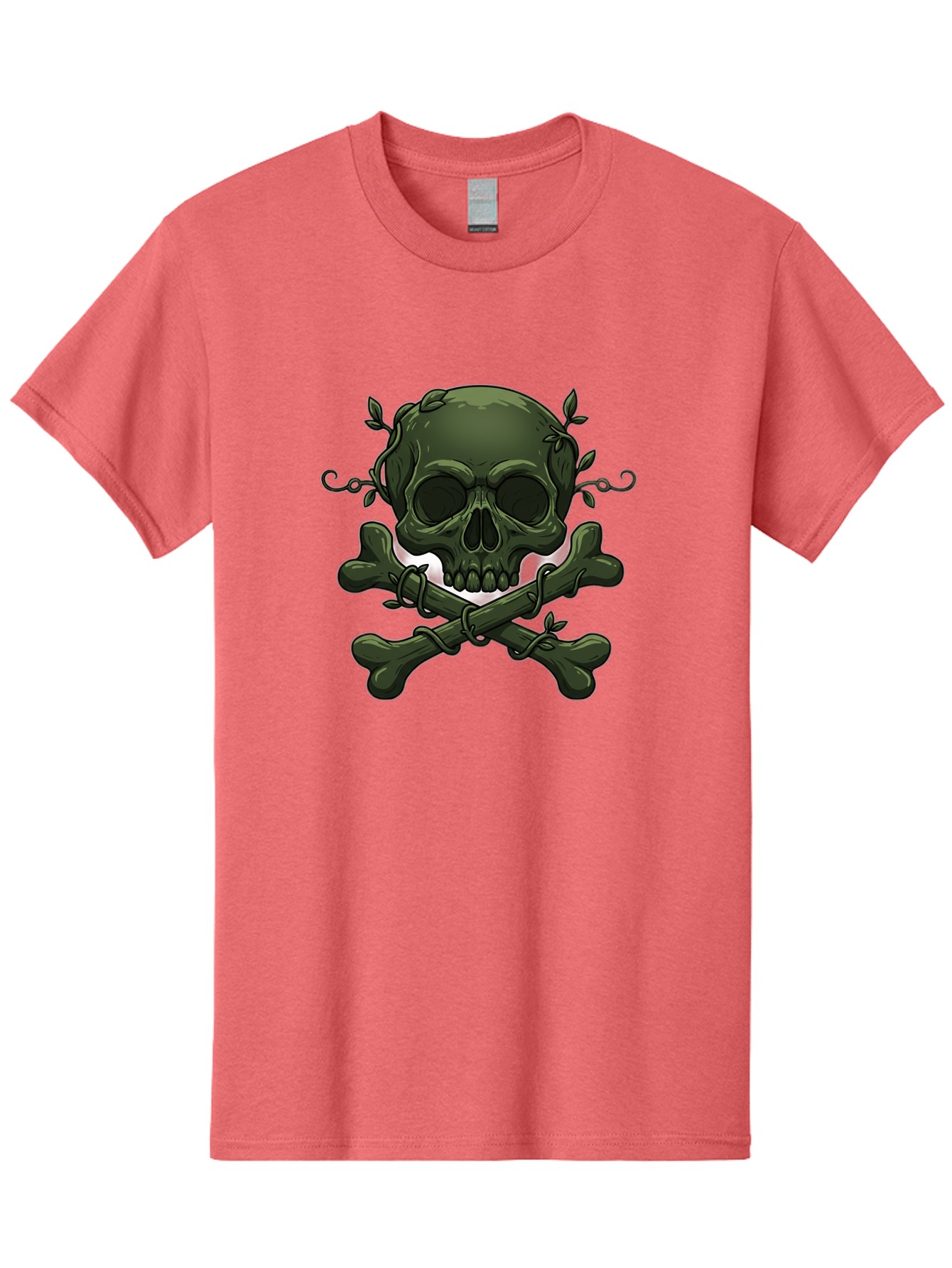 Skull-And-Crossbones-1 Men'S Graphic Tee, 100% Cotton, Comfortable Casual Summer Wear, Machine Washable, Skull And Crossbones, Pirate Symbol, Dark Art, Gothic Design, Skull With Vines, Crossbones With Leaves, Edgy Aesthetic, Grunge Style, Bae737 5