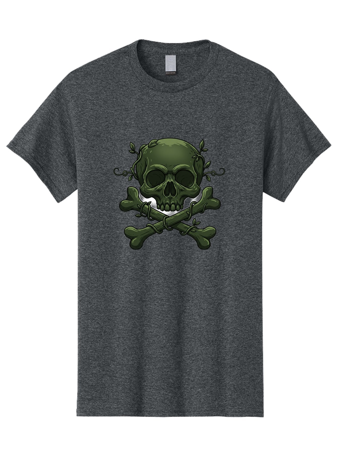 Skull-And-Crossbones-1 Men'S Graphic Tee, 100% Cotton, Comfortable Casual Summer Wear, Machine Washable, Skull And Crossbones, Pirate Symbol, Dark Art, Gothic Design, Skull With Vines, Crossbones With Leaves, Edgy Aesthetic, Grunge Style, Bae737 7