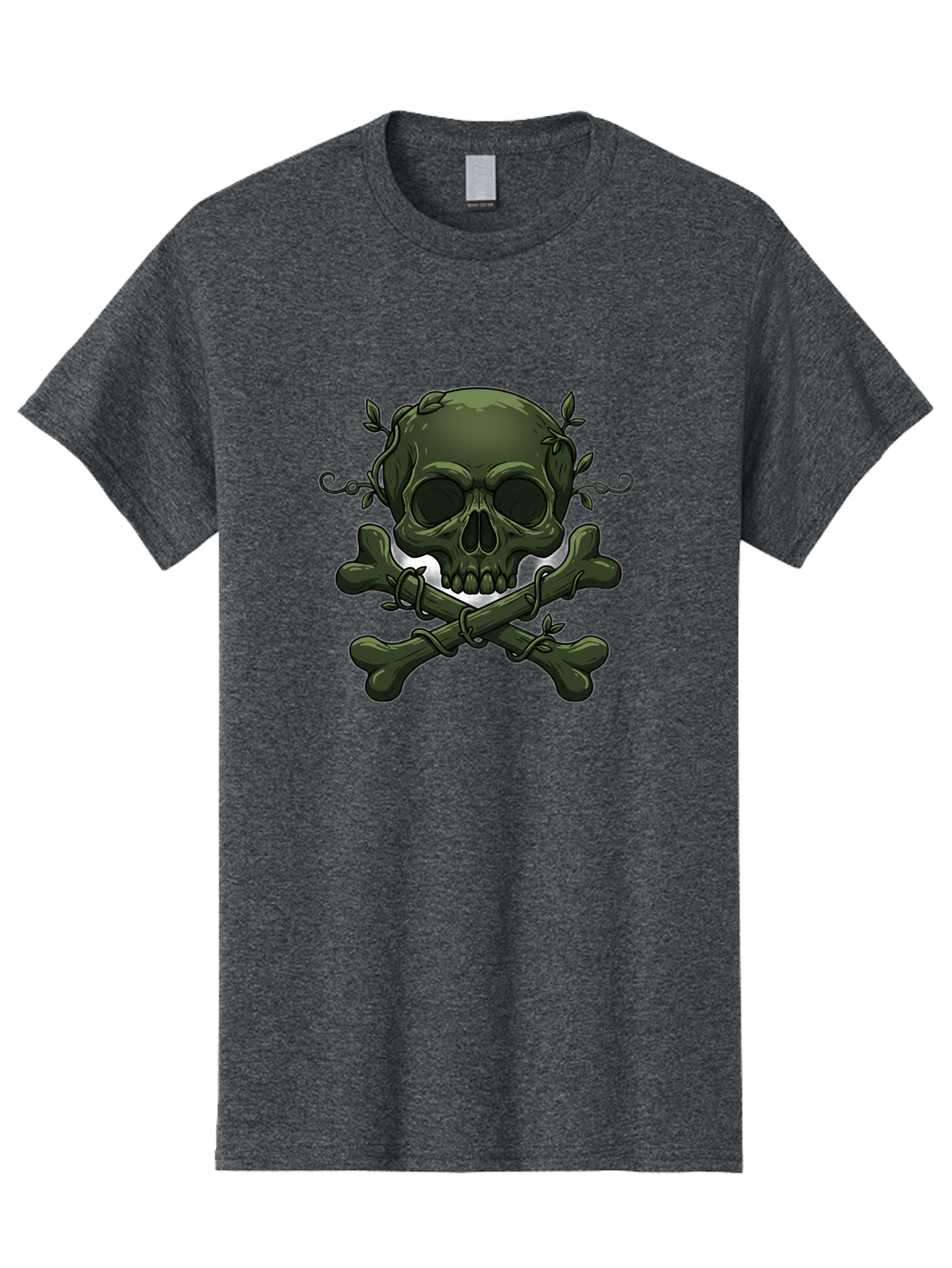 Skull-And-Crossbones-1 Men'S Graphic Tee, 100% Cotton, Comfortable Casual Summer Wear, Machine Washable, Skull And Crossbones, Pirate Symbol, Dark Art, Gothic Design, Skull With Vines, Crossbones With Leaves, Edgy Aesthetic, Grunge Style, Bae737 13