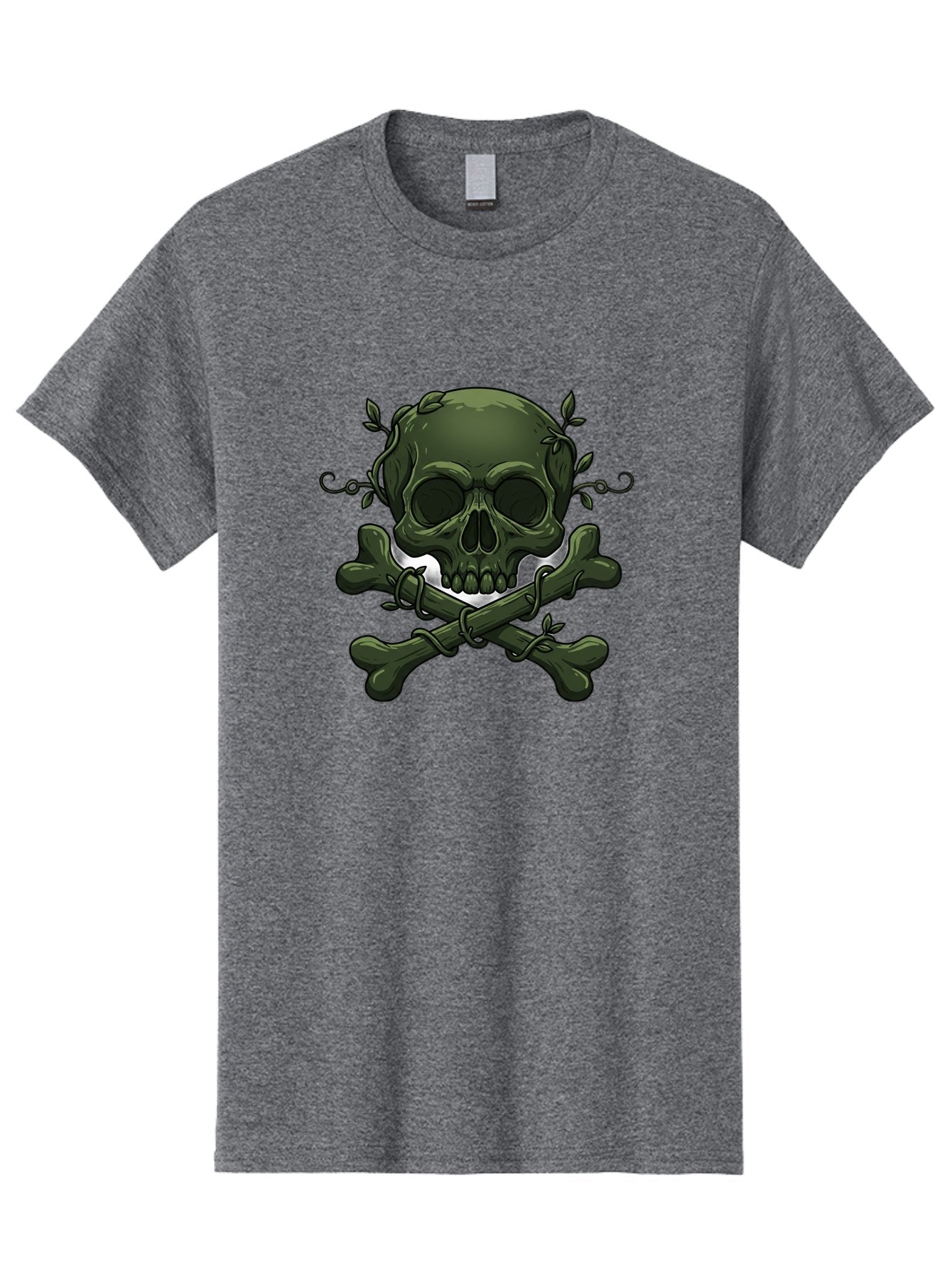 Skull-And-Crossbones-1 Men'S Graphic Tee, 100% Cotton, Comfortable Casual Summer Wear, Machine Washable, Skull And Crossbones, Pirate Symbol, Dark Art, Gothic Design, Skull With Vines, Crossbones With Leaves, Edgy Aesthetic, Grunge Style, Bae737 15