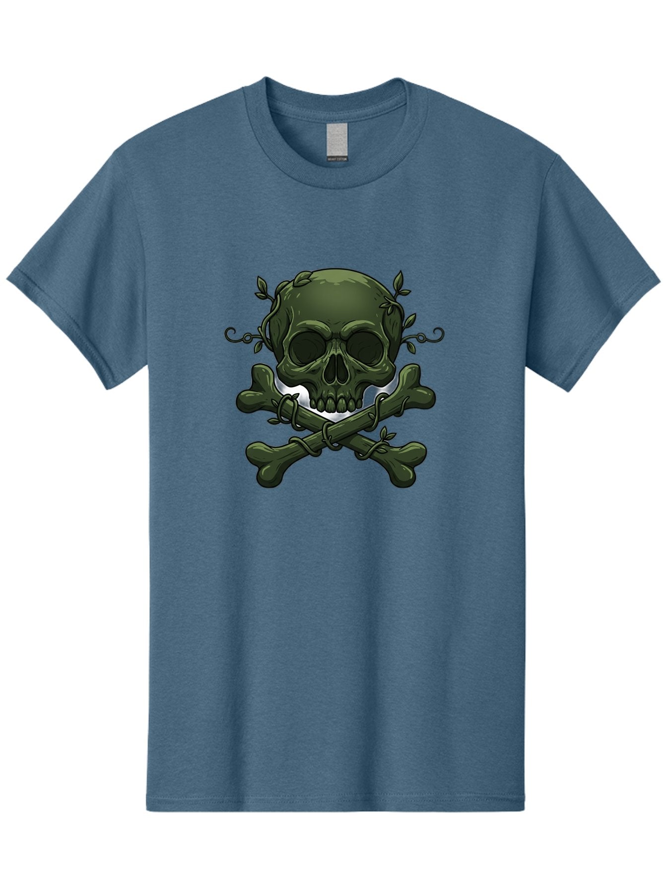 Skull-And-Crossbones-1 Men'S Graphic Tee, 100% Cotton, Comfortable Casual Summer Wear, Machine Washable, Skull And Crossbones, Pirate Symbol, Dark Art, Gothic Design, Skull With Vines, Crossbones With Leaves, Edgy Aesthetic, Grunge Style, Bae737 11