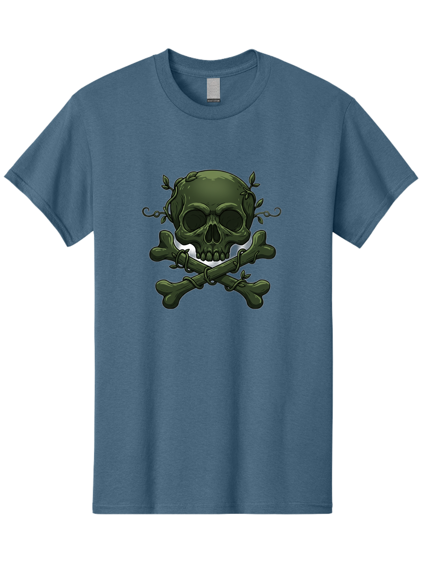 Skull-And-Crossbones-1 Men'S Graphic Tee, 100% Cotton, Comfortable Casual Summer Wear, Machine Washable, Skull And Crossbones, Pirate Symbol, Dark Art, Gothic Design, Skull With Vines, Crossbones With Leaves, Edgy Aesthetic, Grunge Style, Bae737 4