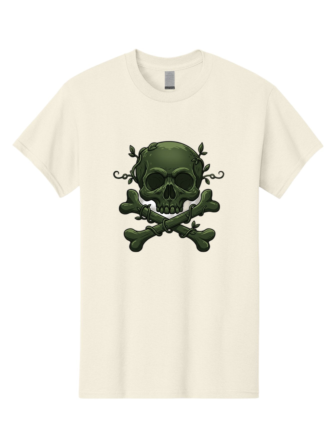 Skull-And-Crossbones-1 Men'S Graphic Tee, 100% Cotton, Comfortable Casual Summer Wear, Machine Washable, Skull And Crossbones, Pirate Symbol, Dark Art, Gothic Design, Skull With Vines, Crossbones With Leaves, Edgy Aesthetic, Grunge Style, Bae737 4
