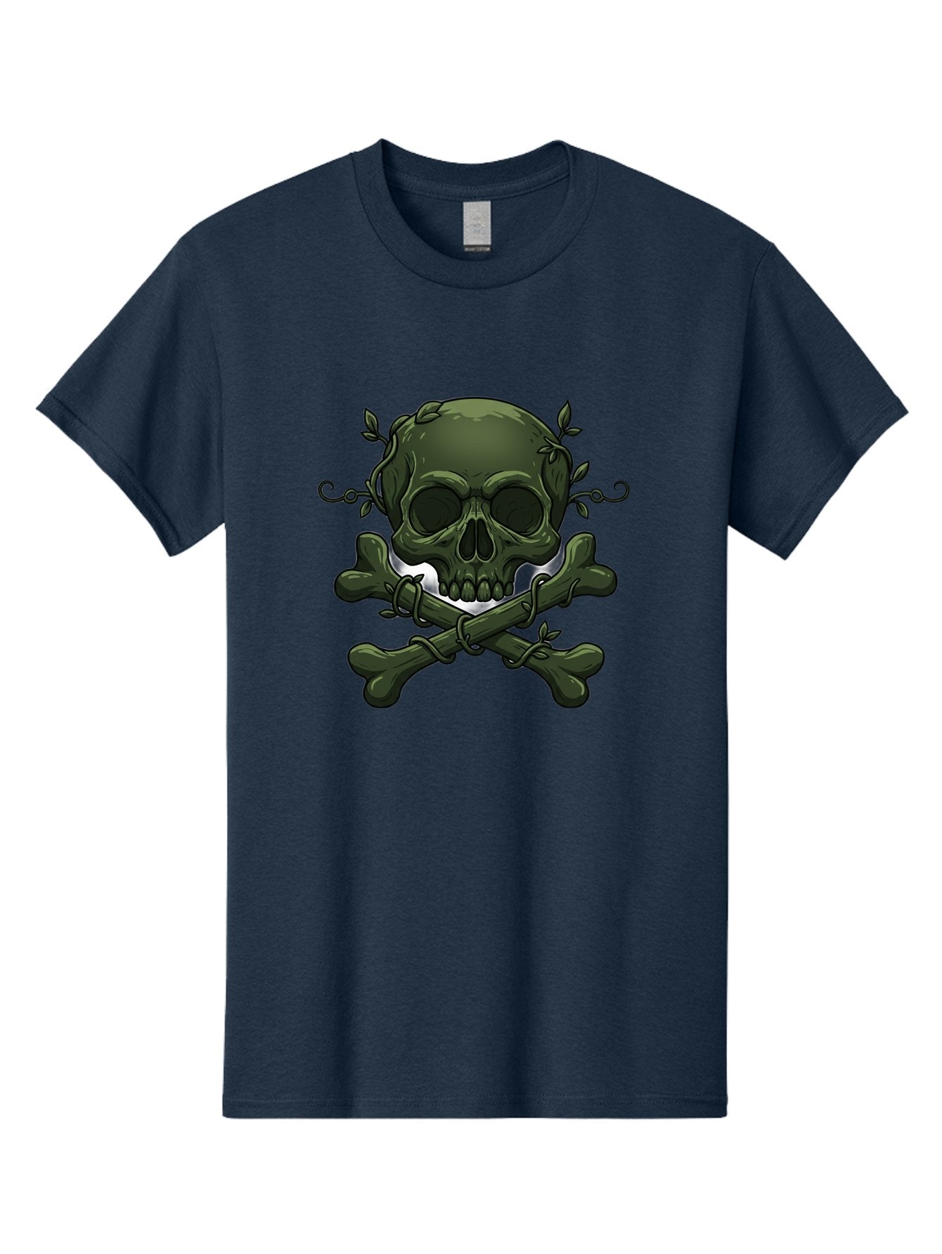 Skull-And-Crossbones-1 Men'S Graphic Tee, 100% Cotton, Comfortable Casual Summer Wear, Machine Washable, Skull And Crossbones, Pirate Symbol, Dark Art, Gothic Design, Skull With Vines, Crossbones With Leaves, Edgy Aesthetic, Grunge Style, Bae737 6
