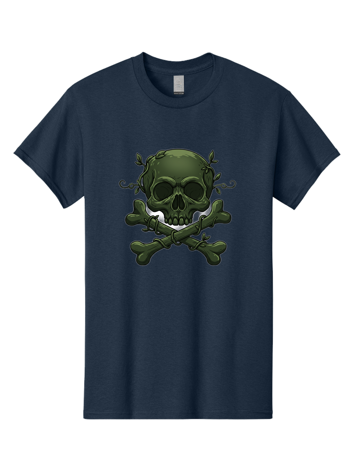 Skull-And-Crossbones-1 Men'S Graphic Tee, 100% Cotton, Comfortable Casual Summer Wear, Machine Washable, Skull And Crossbones, Pirate Symbol, Dark Art, Gothic Design, Skull With Vines, Crossbones With Leaves, Edgy Aesthetic, Grunge Style, Bae737 7
