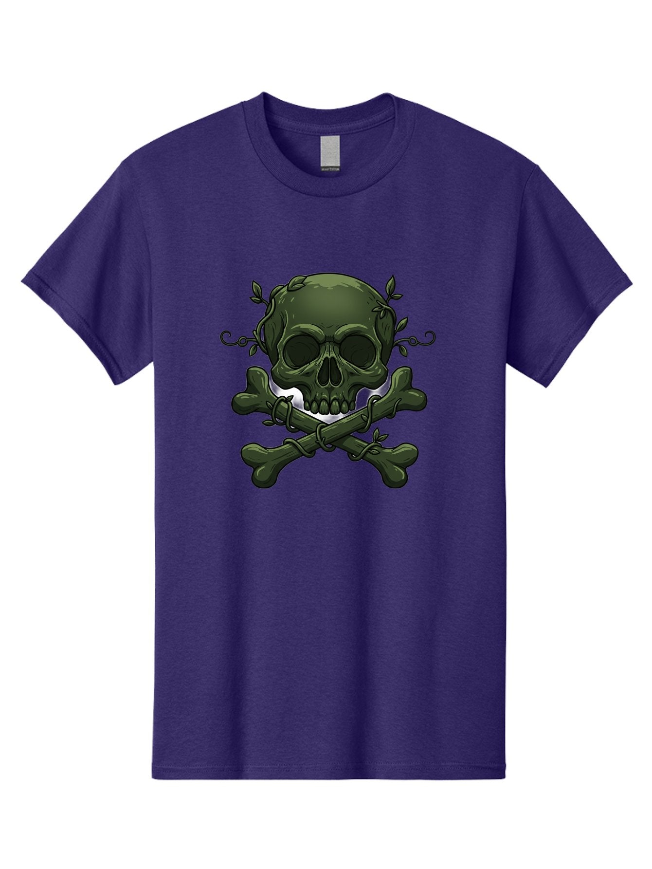 Skull-And-Crossbones-1 Men'S Graphic Tee, 100% Cotton, Comfortable Casual Summer Wear, Machine Washable, Skull And Crossbones, Pirate Symbol, Dark Art, Gothic Design, Skull With Vines, Crossbones With Leaves, Edgy Aesthetic, Grunge Style, Bae737