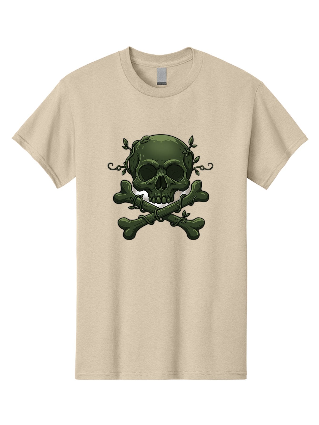 Skull-And-Crossbones-1 Men'S Graphic Tee, 100% Cotton, Comfortable Casual Summer Wear, Machine Washable, Skull And Crossbones, Pirate Symbol, Dark Art, Gothic Design, Skull With Vines, Crossbones With Leaves, Edgy Aesthetic, Grunge Style, Bae737 13