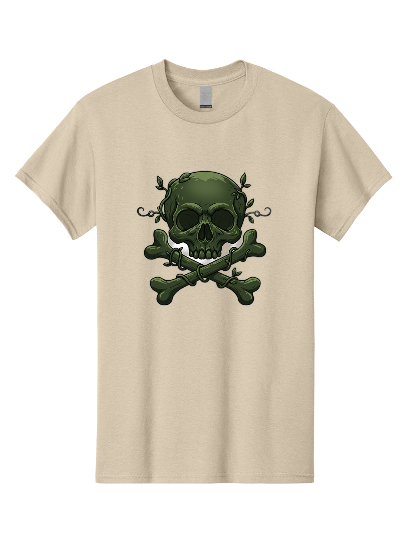 Skull-And-Crossbones-1 Men'S Graphic Tee, 100% Cotton, Comfortable Casual Summer Wear, Machine Washable, Skull And Crossbones, Pirate Symbol, Dark Art, Gothic Design, Skull With Vines, Crossbones With Leaves, Edgy Aesthetic, Grunge Style, Bae737 15