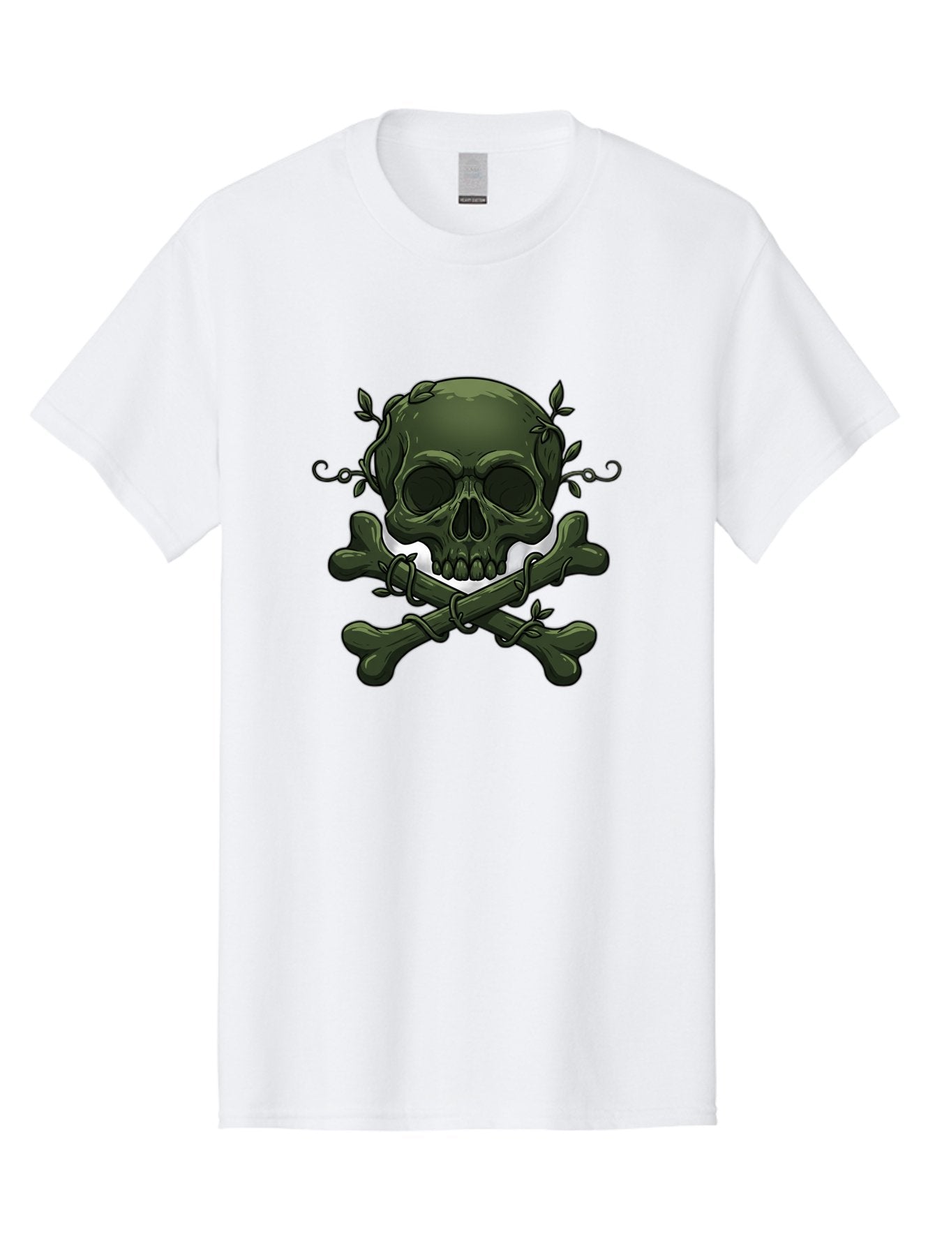 Skull-And-Crossbones-1 Men'S Graphic Tee, 100% Cotton, Comfortable Casual Summer Wear, Machine Washable, Skull And Crossbones, Pirate Symbol, Dark Art, Gothic Design, Skull With Vines, Crossbones With Leaves, Edgy Aesthetic, Grunge Style, Bae737 14