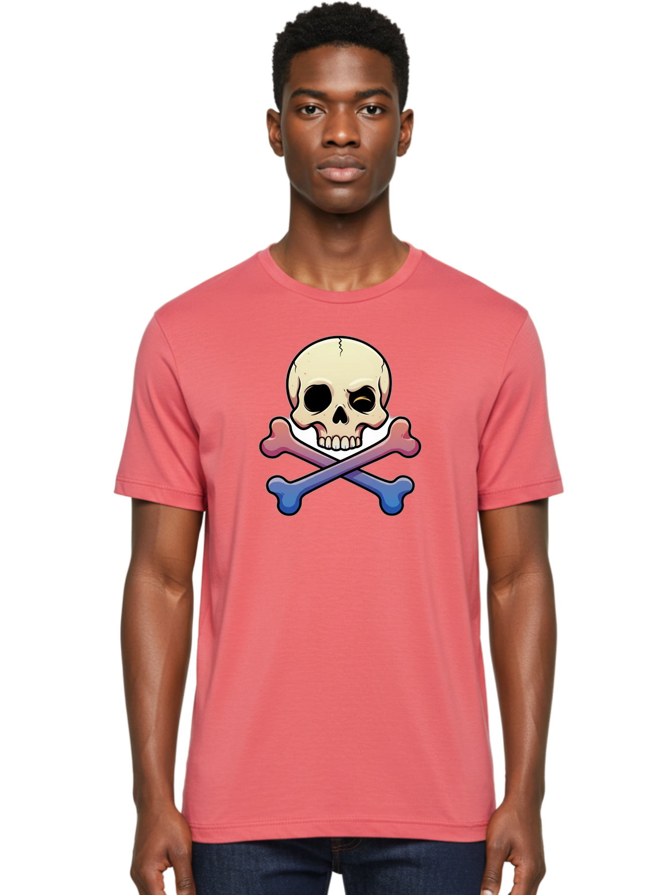 Skull-And-Crossbones Men'S Graphic Tee, 100% Cotton, Comfortable Casual Summer Wear, Machine Washable, Crossed Bones, Human Skull, Poison Symbol, Warning Sign, Cartoon Icon, Grunge Style, Death Symbol, Hazard Warning, Danger Sign, Bae739 28