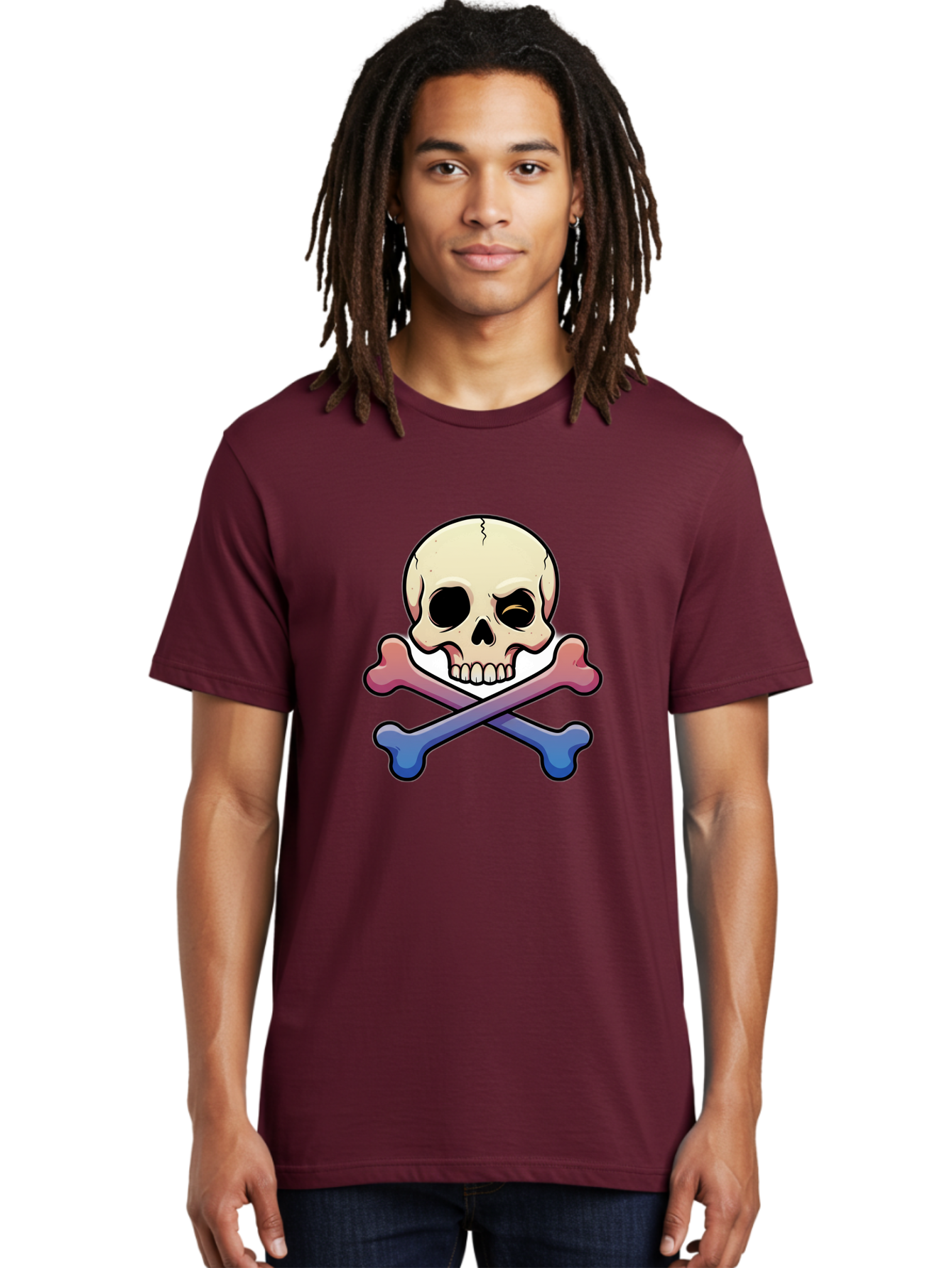 Skull-And-Crossbones Men'S Graphic Tee, 100% Cotton, Comfortable Casual Summer Wear, Machine Washable, Crossed Bones, Human Skull, Poison Symbol, Warning Sign, Cartoon Icon, Grunge Style, Death Symbol, Hazard Warning, Danger Sign, Bae739 24