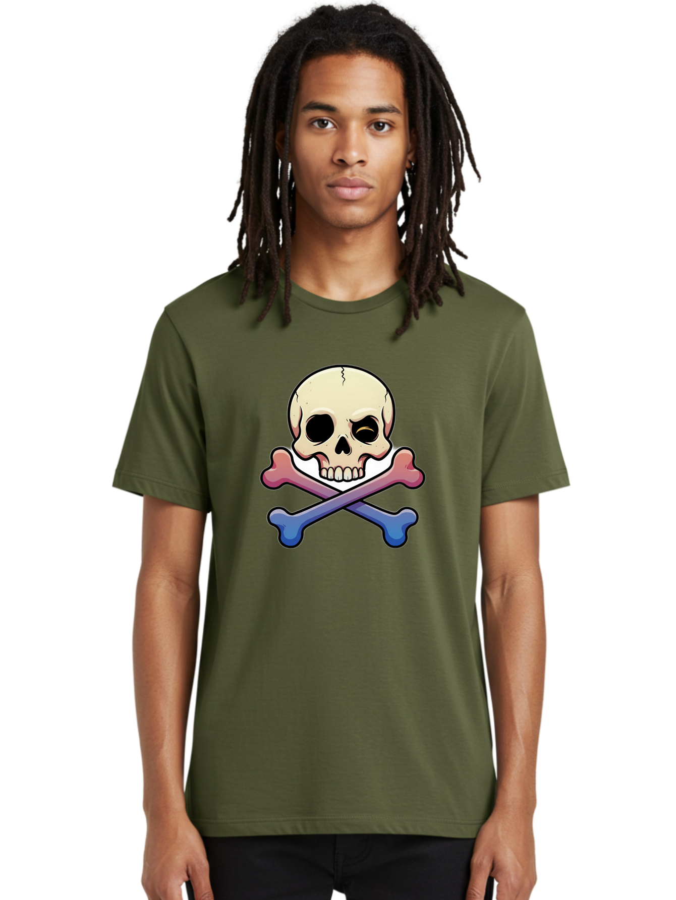 Skull-And-Crossbones Men'S Graphic Tee, 100% Cotton, Comfortable Casual Summer Wear, Machine Washable, Crossed Bones, Human Skull, Poison Symbol, Warning Sign, Cartoon Icon, Grunge Style, Death Symbol, Hazard Warning, Danger Sign, Bae739 23