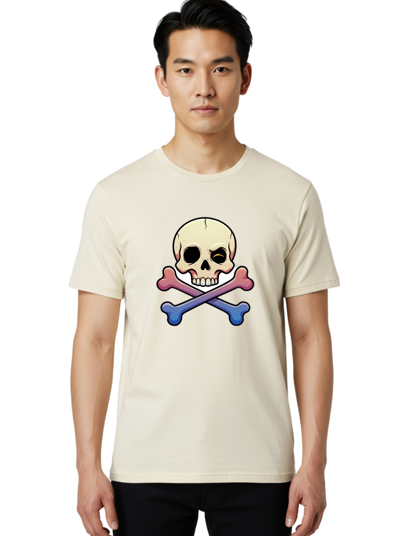 Skull-And-Crossbones Men'S Graphic Tee, 100% Cotton, Comfortable Casual Summer Wear, Machine Washable, Crossed Bones, Human Skull, Poison Symbol, Warning Sign, Cartoon Icon, Grunge Style, Death Symbol, Hazard Warning, Danger Sign, Bae739 21