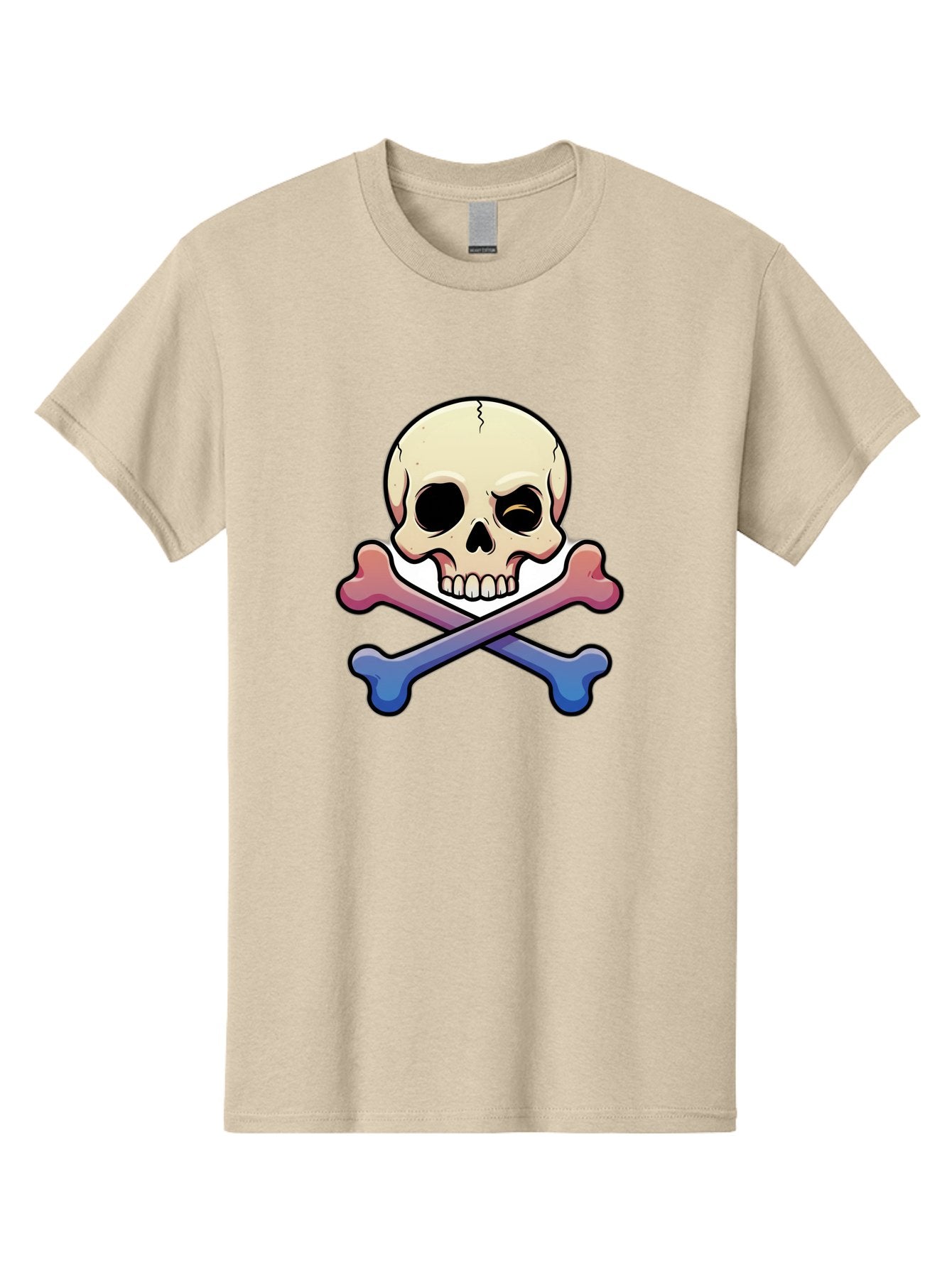 Skull-And-Crossbones Men'S Graphic Tee, 100% Cotton, Comfortable Casual Summer Wear, Machine Washable, Crossed Bones, Human Skull, Poison Symbol, Warning Sign, Cartoon Icon, Grunge Style, Death Symbol, Hazard Warning, Danger Sign, Bae739 6