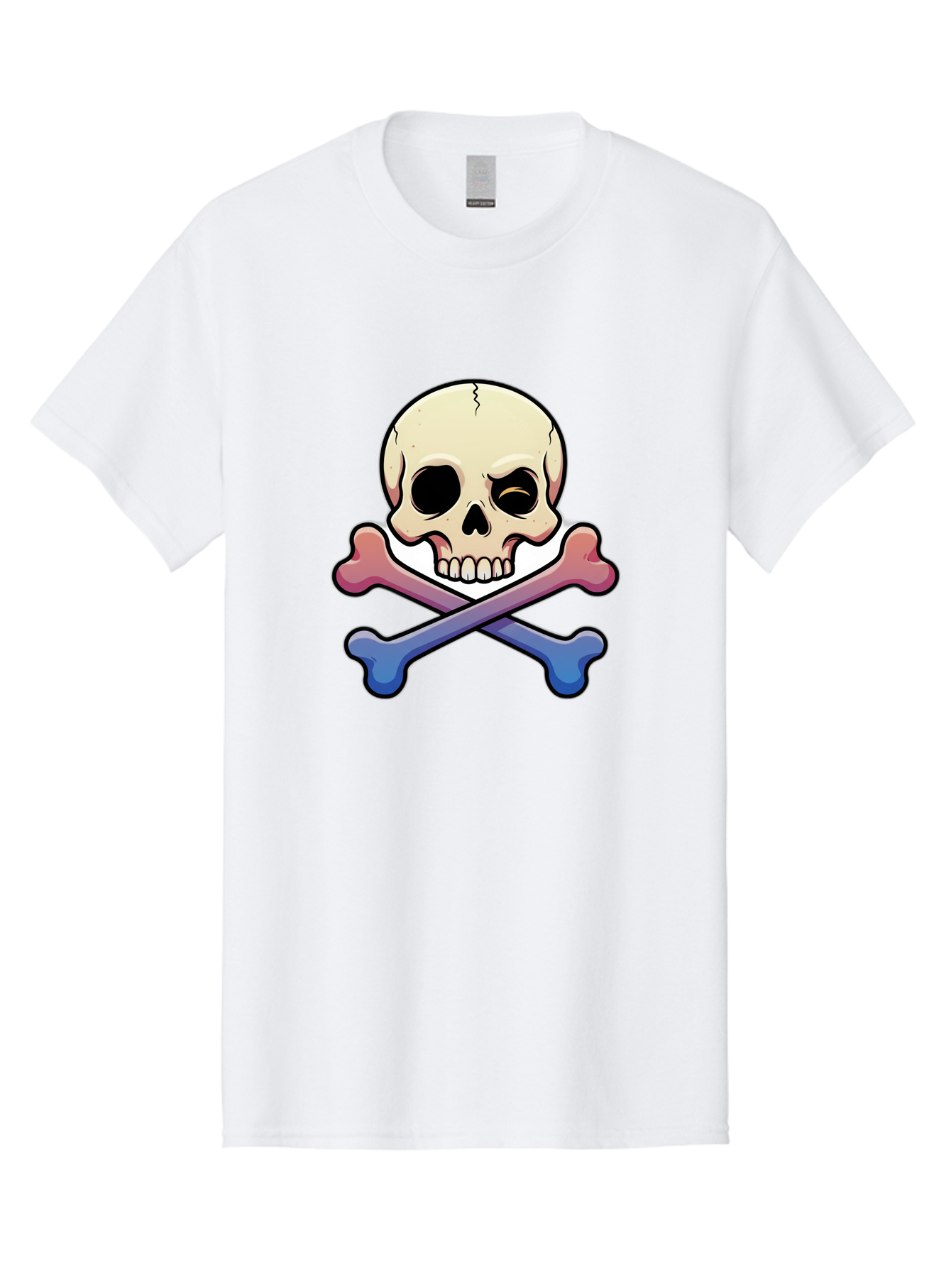 Skull-And-Crossbones Men'S Graphic Tee, 100% Cotton, Comfortable Casual Summer Wear, Machine Washable, Crossed Bones, Human Skull, Poison Symbol, Warning Sign, Cartoon Icon, Grunge Style, Death Symbol, Hazard Warning, Danger Sign, Bae739 5
