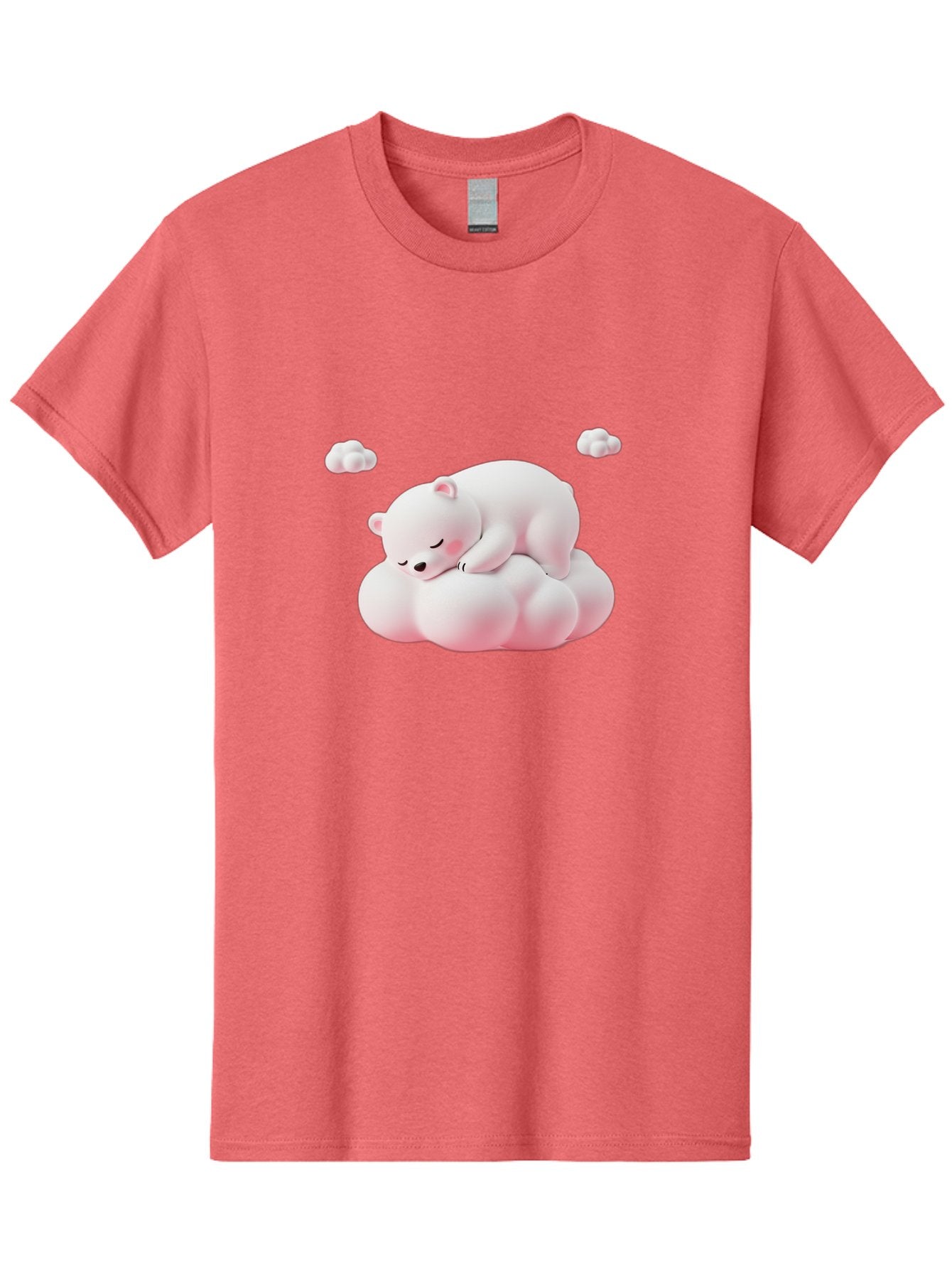 Sleeping-Polar-Bear-1 Men'S Graphic Tee, 100% Cotton, Comfortable Casual Summer Wear, Machine Washable, Sleeping Polar Bear, Cute Cartoon Animal, Peaceful Slumber, Fluffy White Bear, Serene Atmosphere, Adorable Illustration, Soft Pink Clouds, Bae740 5