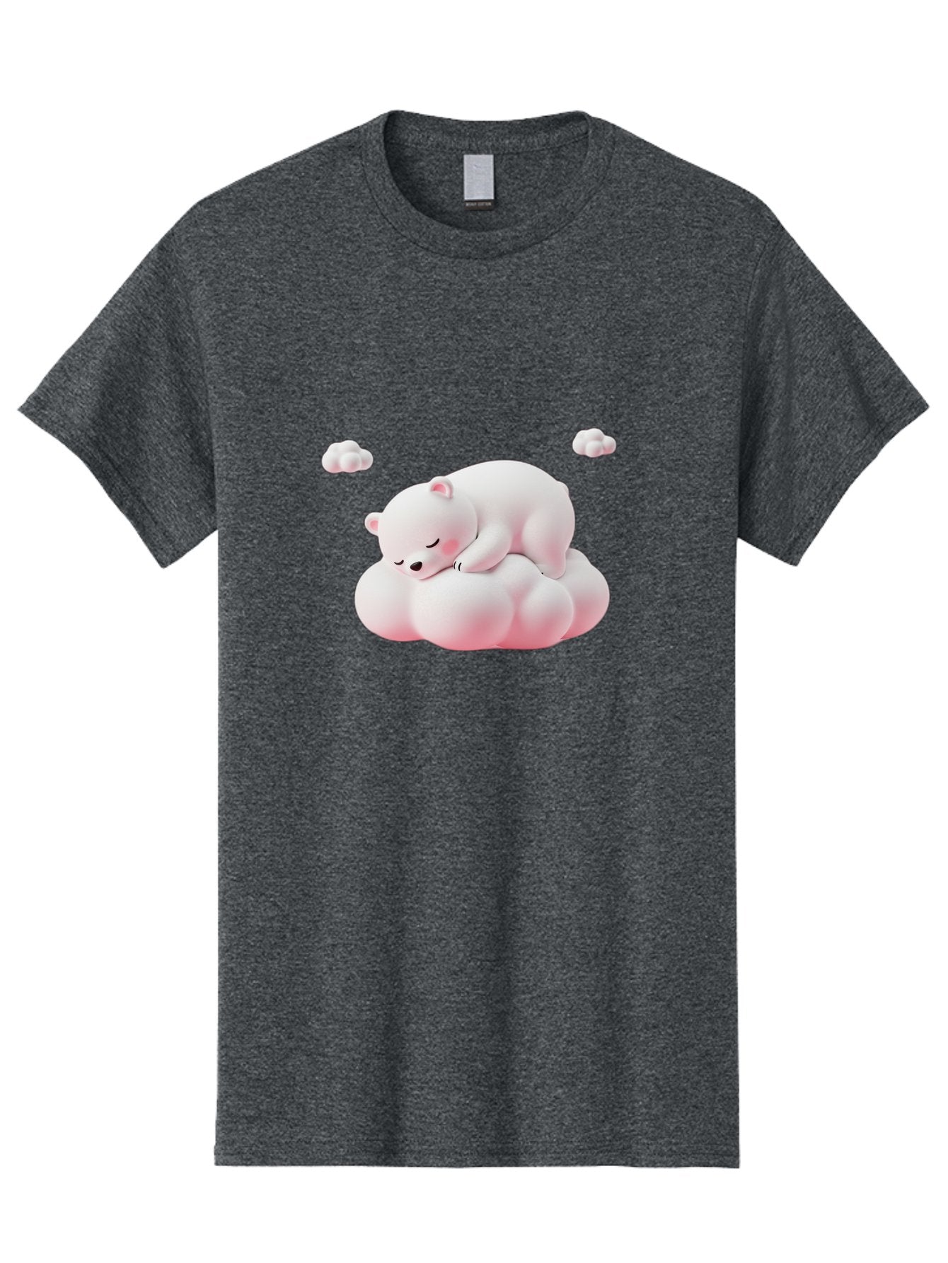 Sleeping-Polar-Bear-1 Men'S Graphic Tee, 100% Cotton, Comfortable Casual Summer Wear, Machine Washable, Sleeping Polar Bear, Cute Cartoon Animal, Peaceful Slumber, Fluffy White Bear, Serene Atmosphere, Adorable Illustration, Soft Pink Clouds, Bae740 4