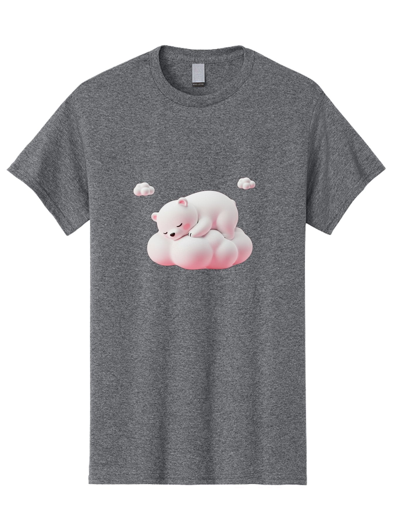 Sleeping-Polar-Bear-1 Men'S Graphic Tee, 100% Cotton, Comfortable Casual Summer Wear, Machine Washable, Sleeping Polar Bear, Cute Cartoon Animal, Peaceful Slumber, Fluffy White Bear, Serene Atmosphere, Adorable Illustration, Soft Pink Clouds, Bae740 14
